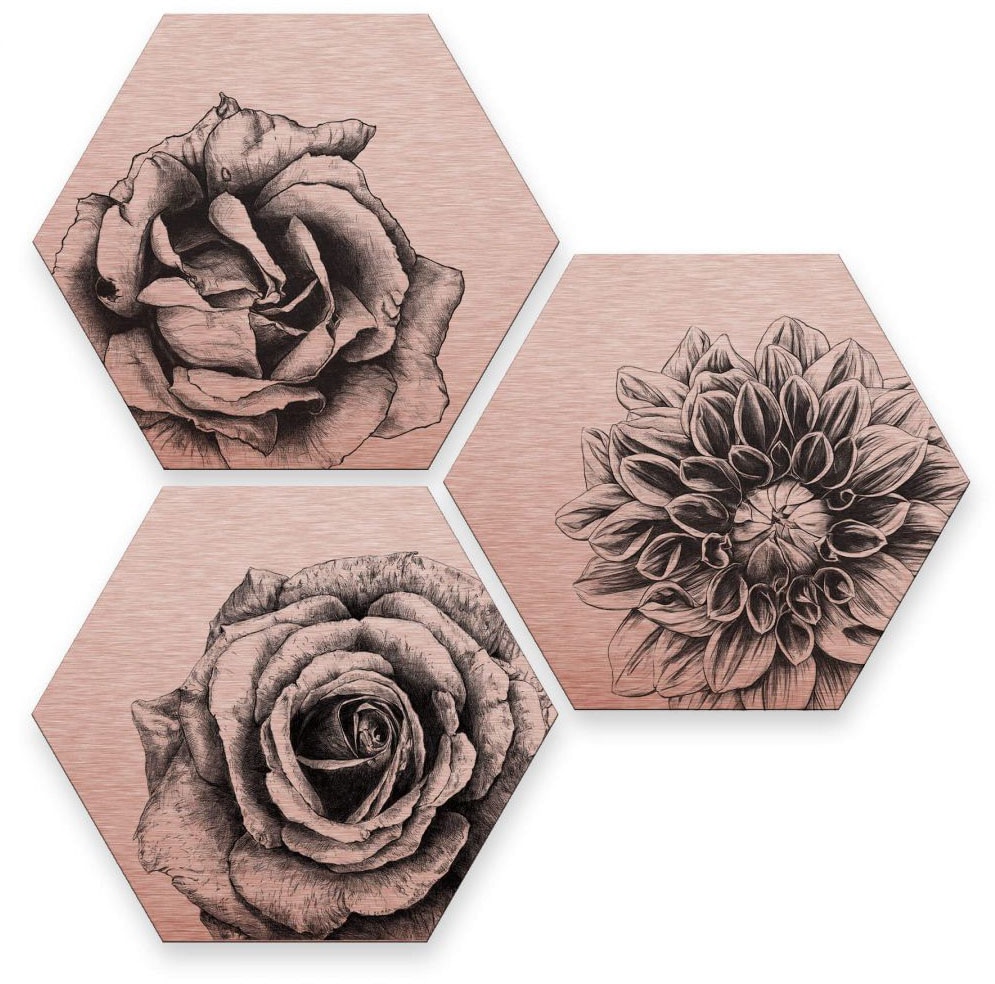 Kupfer«, Wall-Art (Set, Bilder online St.) Set kaufen Mehrteilige Jelmoli-Versand »Florales 3 Blumen |