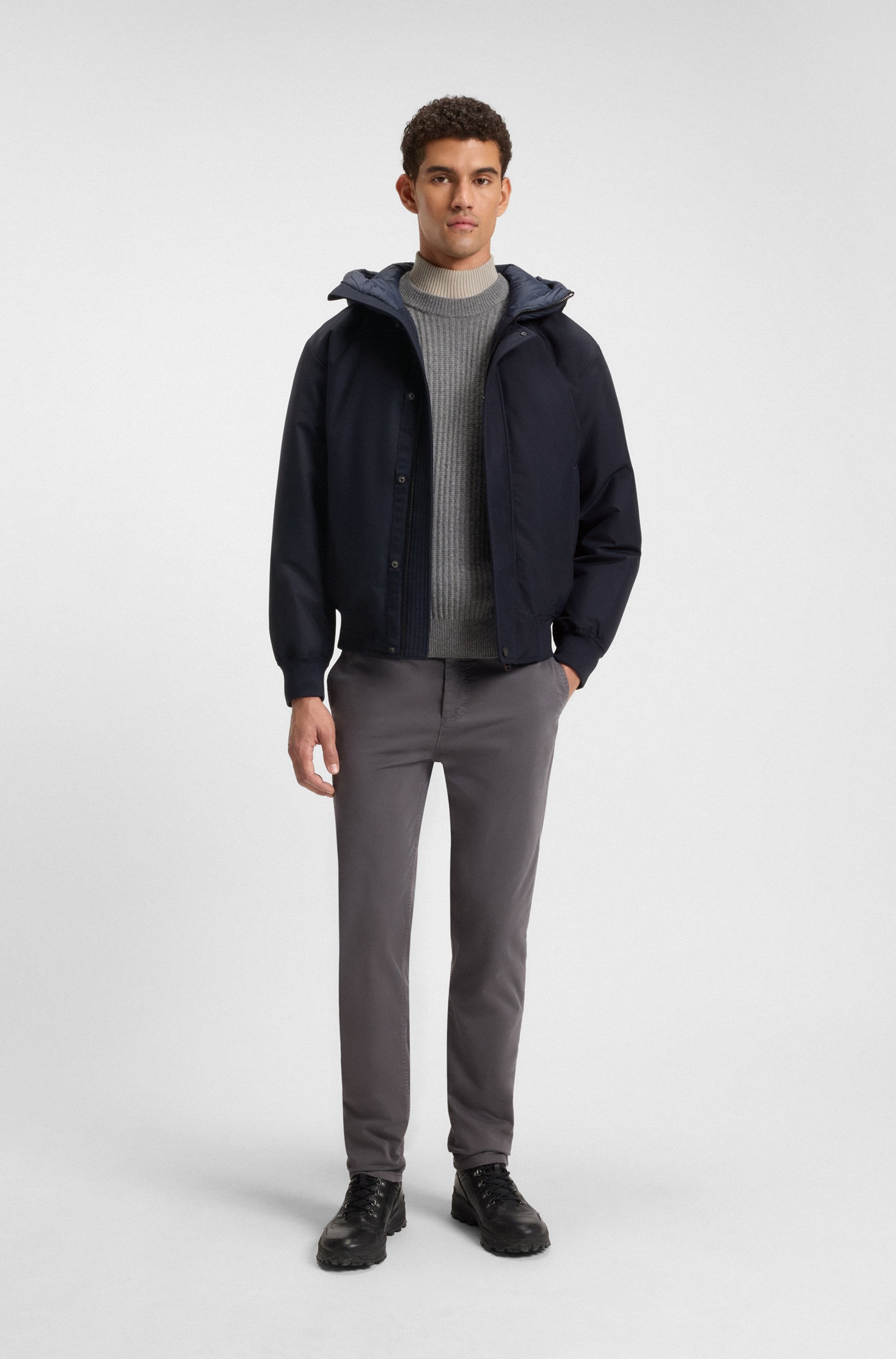 BOSS ORANGE Blouson »Osis«, mit Kapuze, relaxed fit, mit wattierter Kapuze, verdeckter Reissverschluss