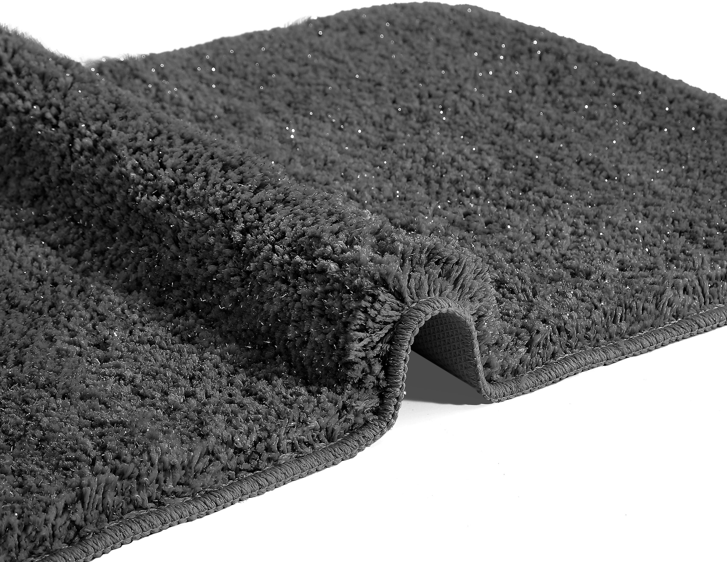 my home Badematte »Glitzer, Badvorleger, Badezimmer Teppich«, rutschhemmend beschichtet, fussbodenheizungsgeeignet-schnell trocknend-strapazierfähig, Badteppich, Akzente durch Glitzer-Garn
