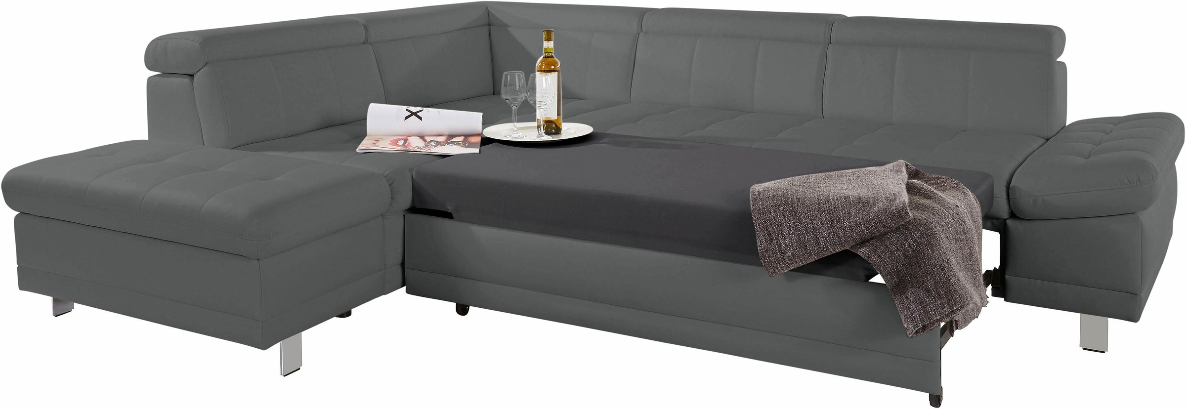 sit&more Ecksofa »Limit L-Form«, wahlweise mit Bettfunktion und Bettkasten