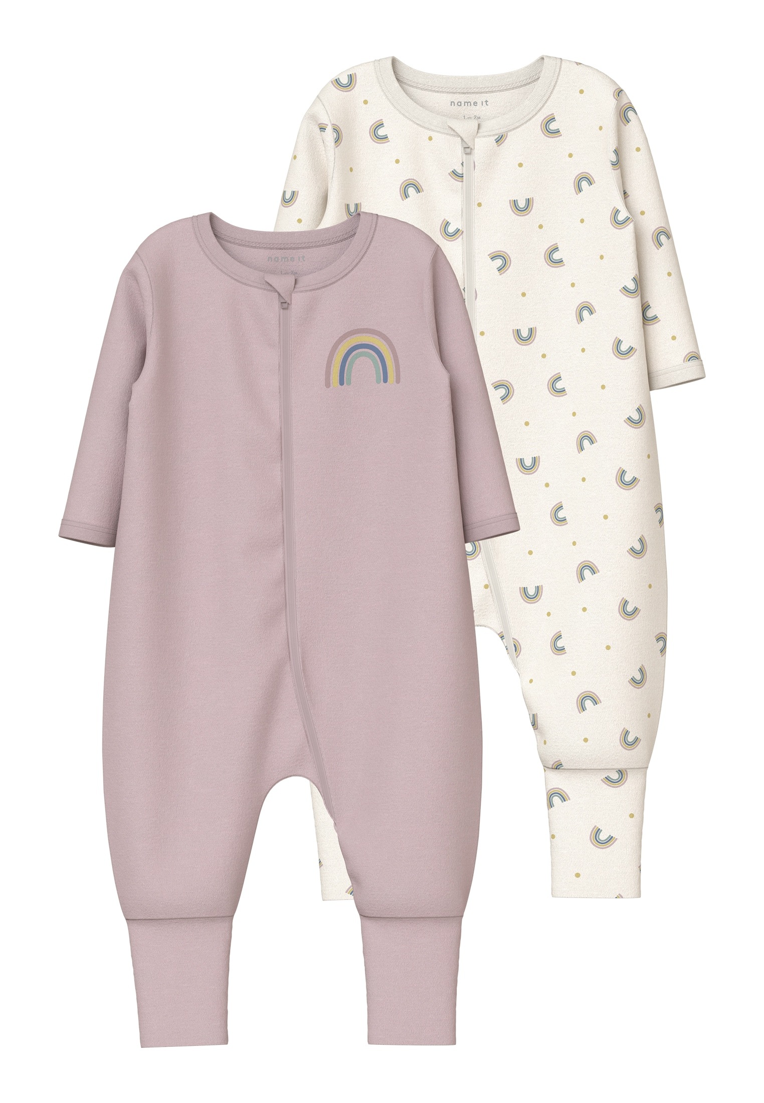 Name It Schlafanzug »NBFNIGHTSUIT 2P ZIP FF JET RAINBOW NOOS«, (Packung, 2 tlg.)
