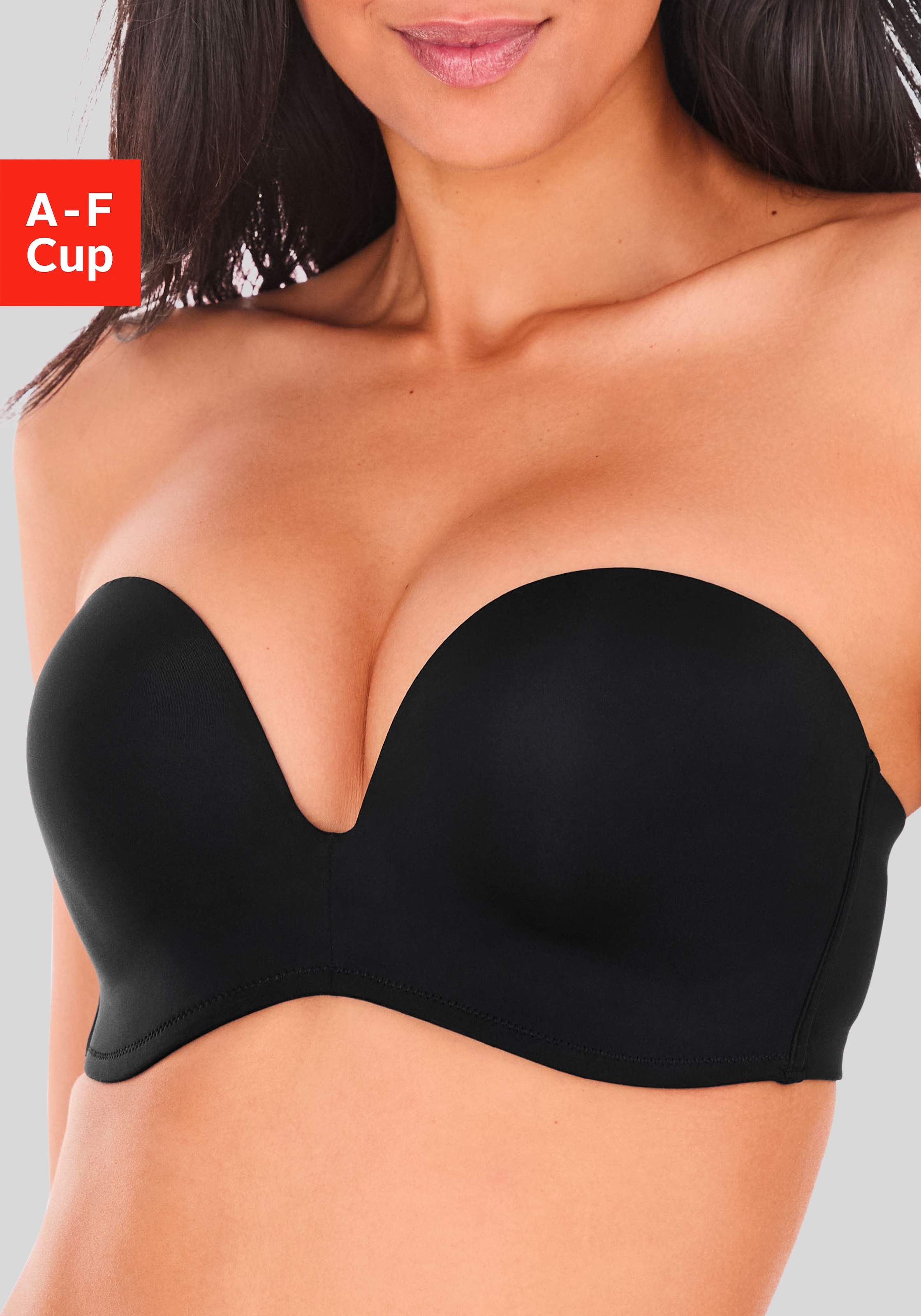 LASCANA Multiway-BH ", BH ohne Träger, T-Shirt-BH, Trägerloser BH, Push-up-BH" mit 3 Tragevarianten, grosse Grössen, Sommer