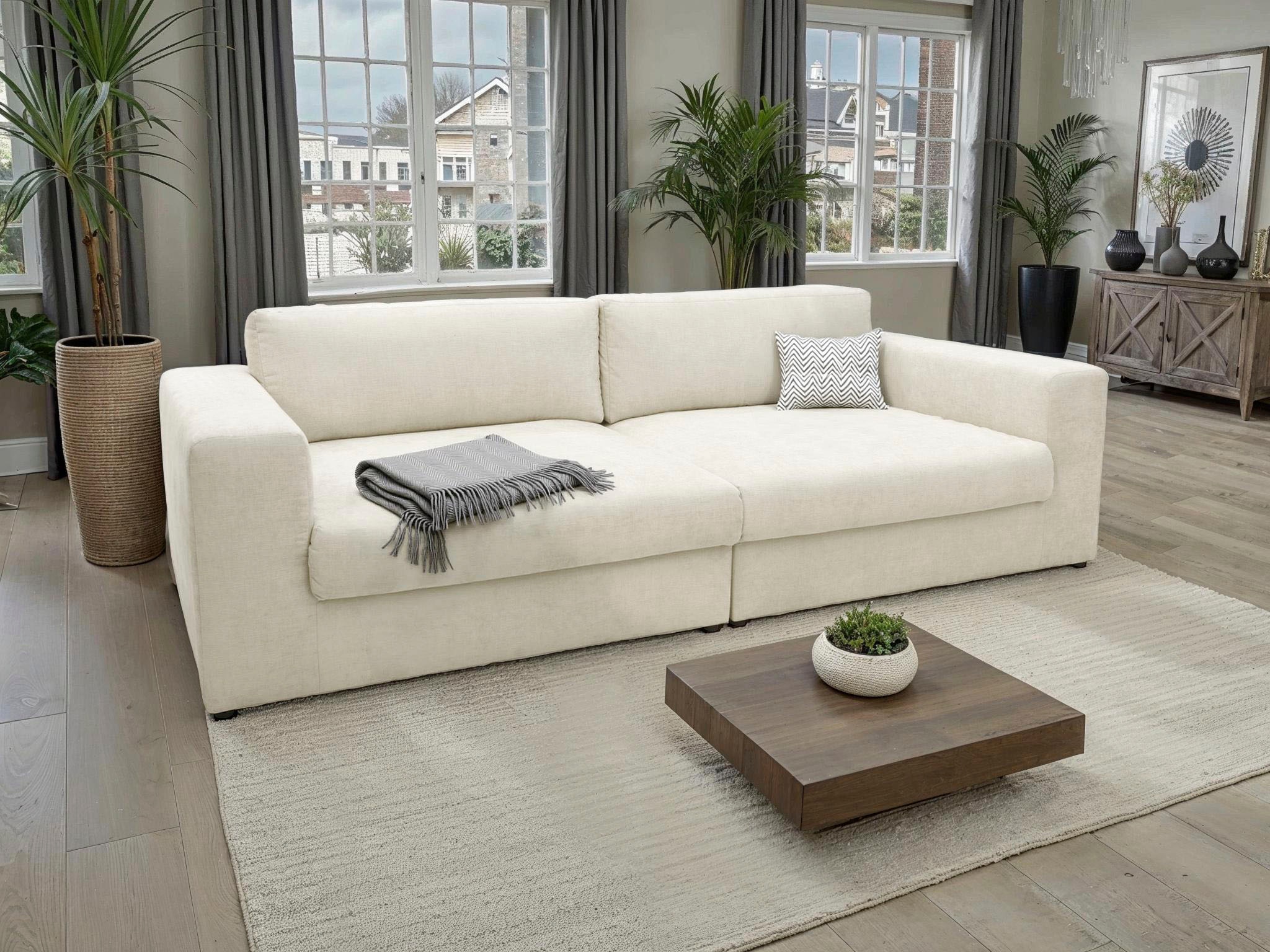 DOMO collection Big-Sofa »Dundee Megasofa Breite 276 cm, Taschenfederkern, fester Sitzkomfort«, pflegeleichter, edler Strukturstoff in Chenille-Optik