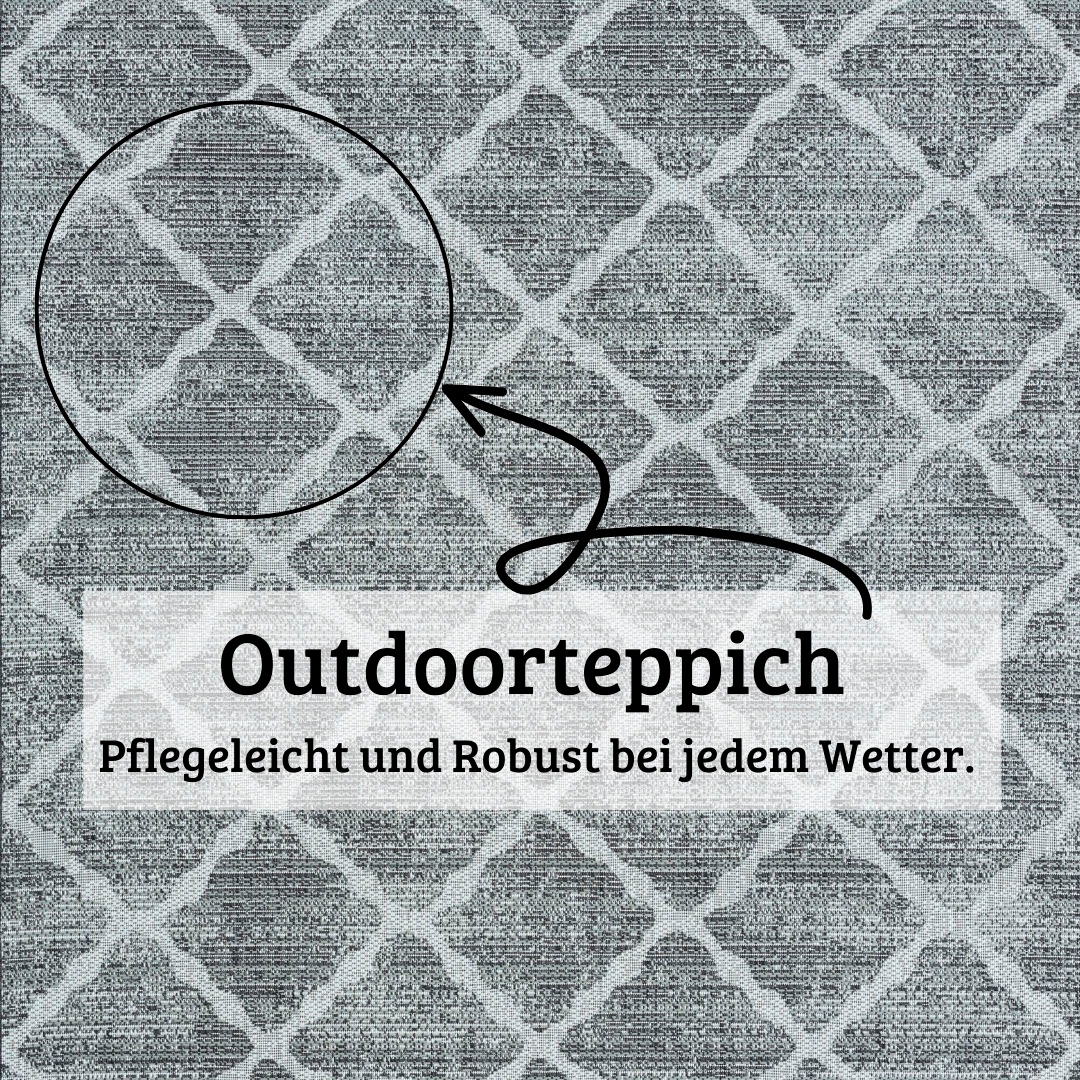 my home Teppich »Veyla, LAGERRÄUMUNG!«, rechteckig, 8 mm Höhe, Rauten Muster, In- und Outdoor geeignet, Terrasse & Balkon