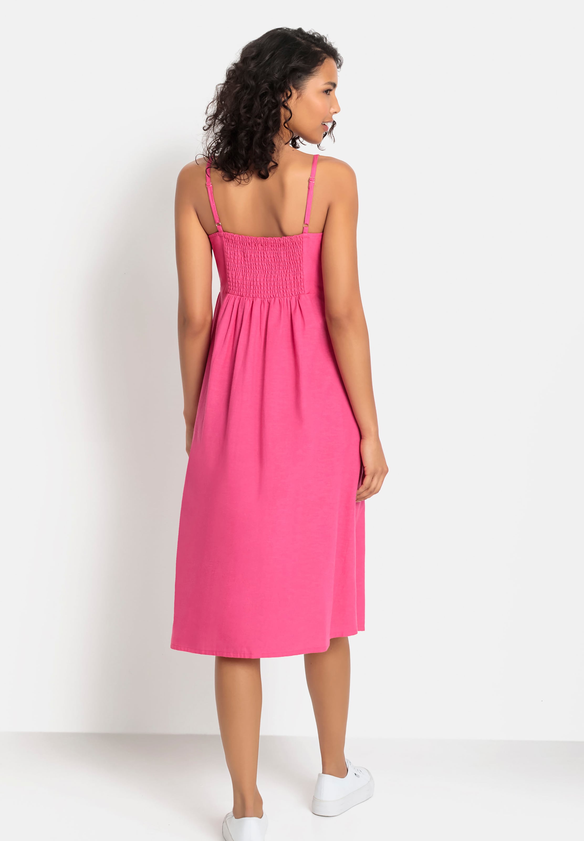 LASCANA Sommerkleid, aus Leinenmix mit Baumwolle, Midikleid, Strandkleid