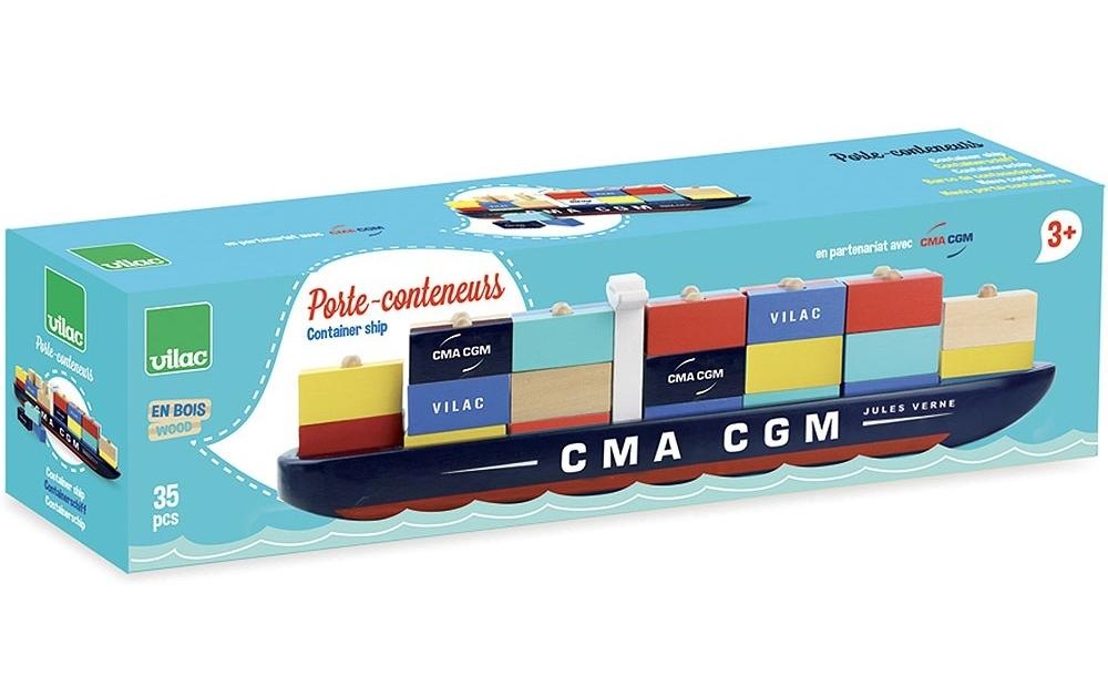 Vilac Stapelspielzeug »Containerschiff«