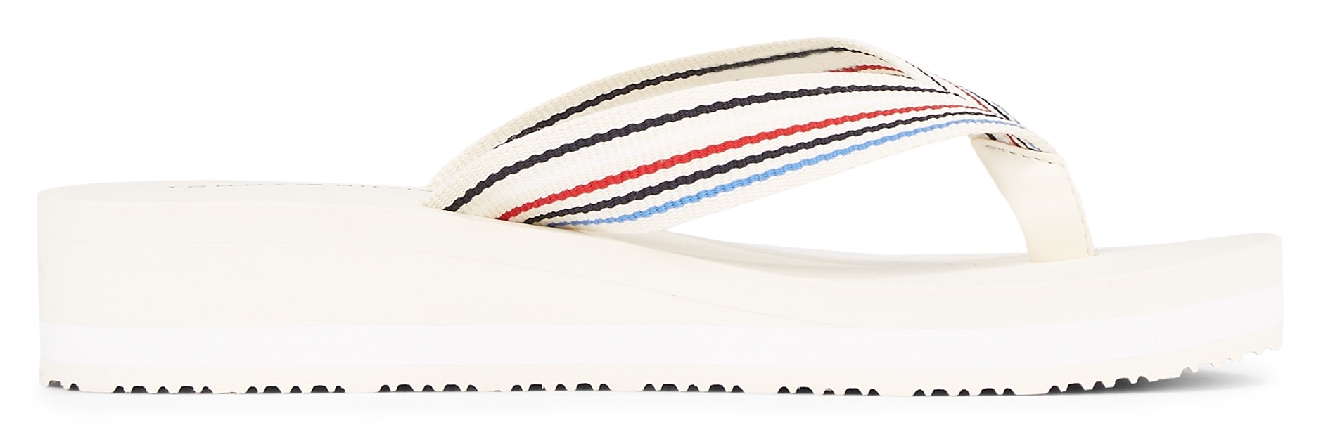 Tommy Hilfiger Zehentrenner »WEDGE STRIPES BEACH SANDAL«, Bademode, Sommerschuh, Schlappen, Poolslide mit Streifen