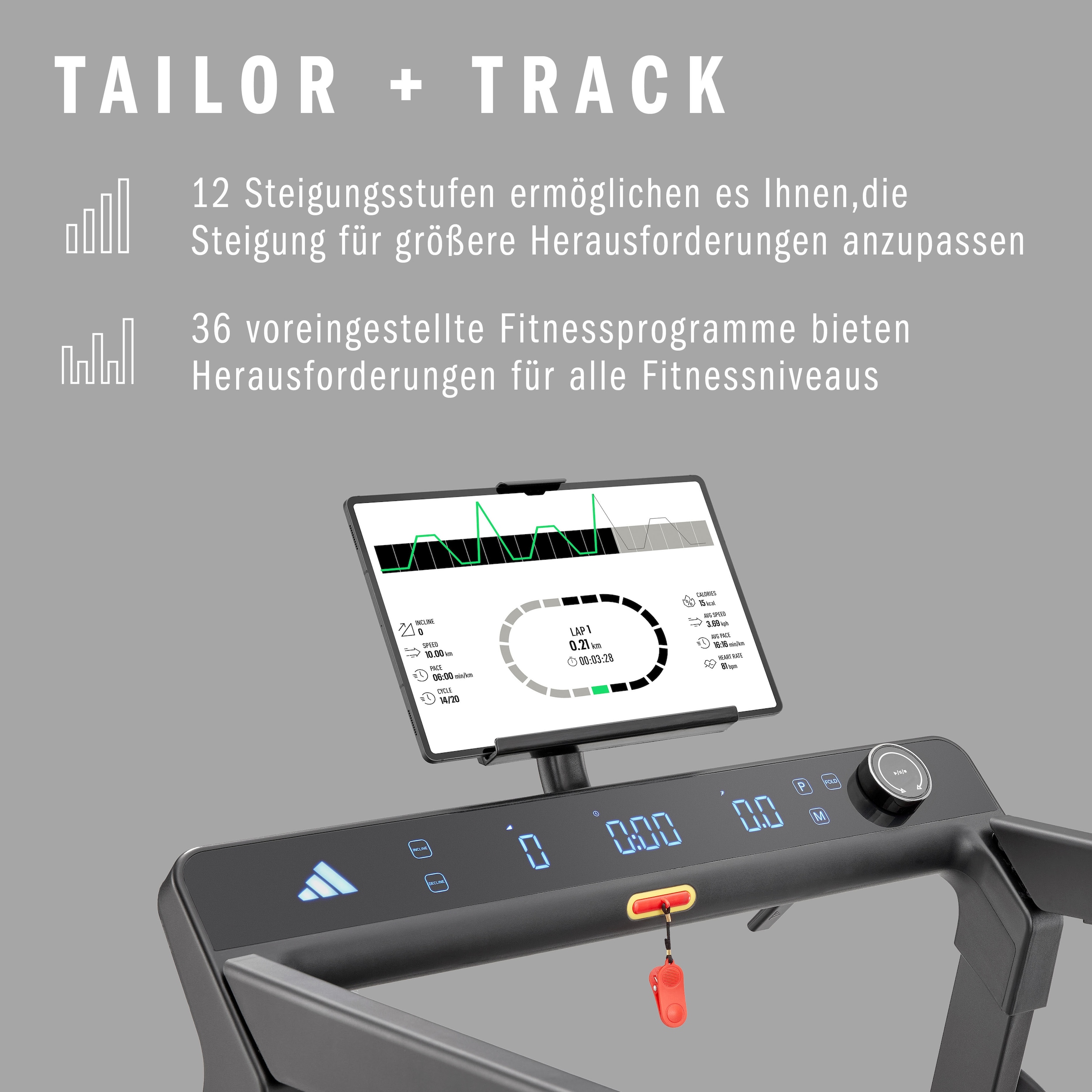 adidas Performance Laufband »T-24c«, (mit Bluetooth und App-Funktion), bis max. 18 km/h, klappbar