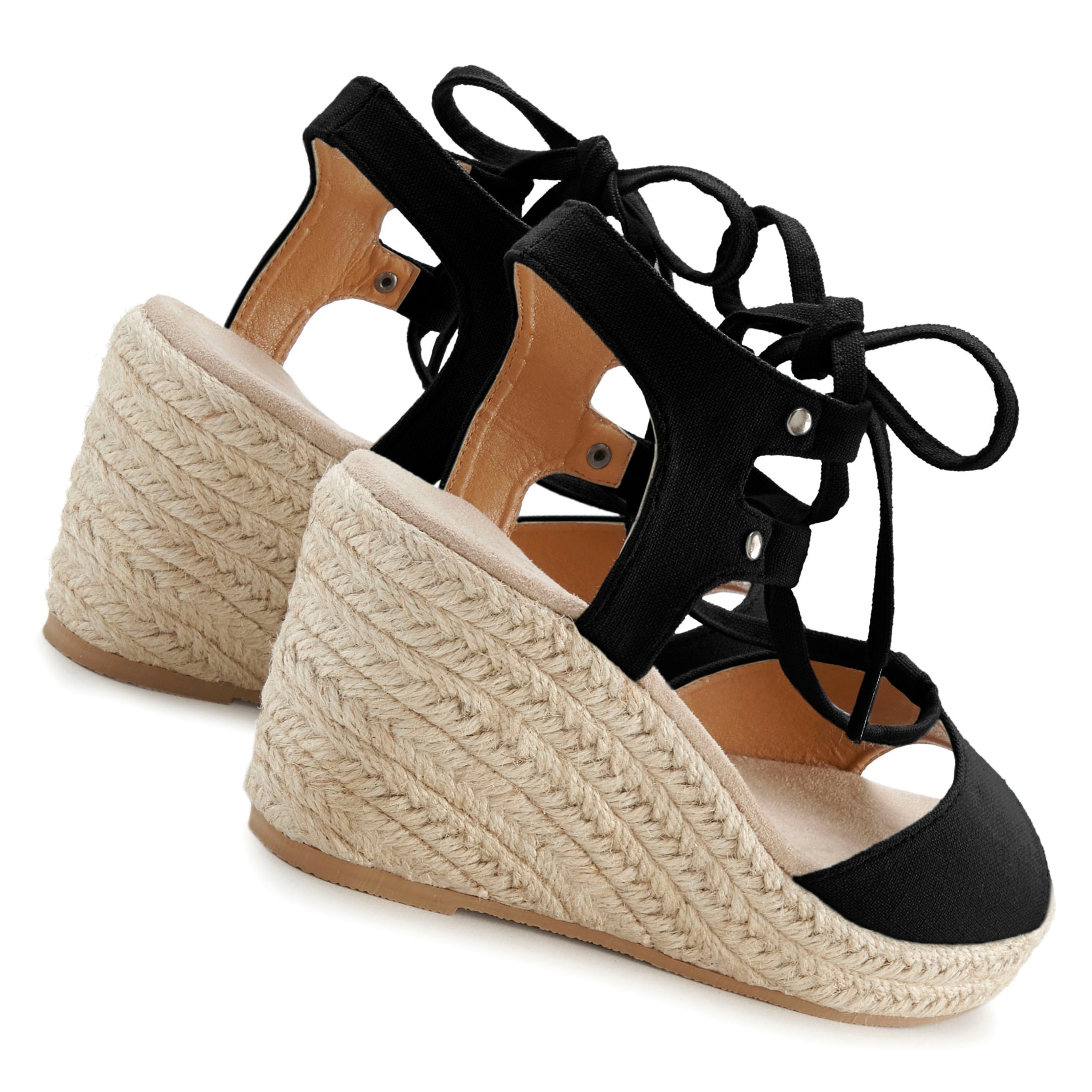 LASCANA Keilsandalette »Sommerschuh«, Sandalette, Sandale mit Keilabsatz, Bast-Optik & Schnürung VEGAN