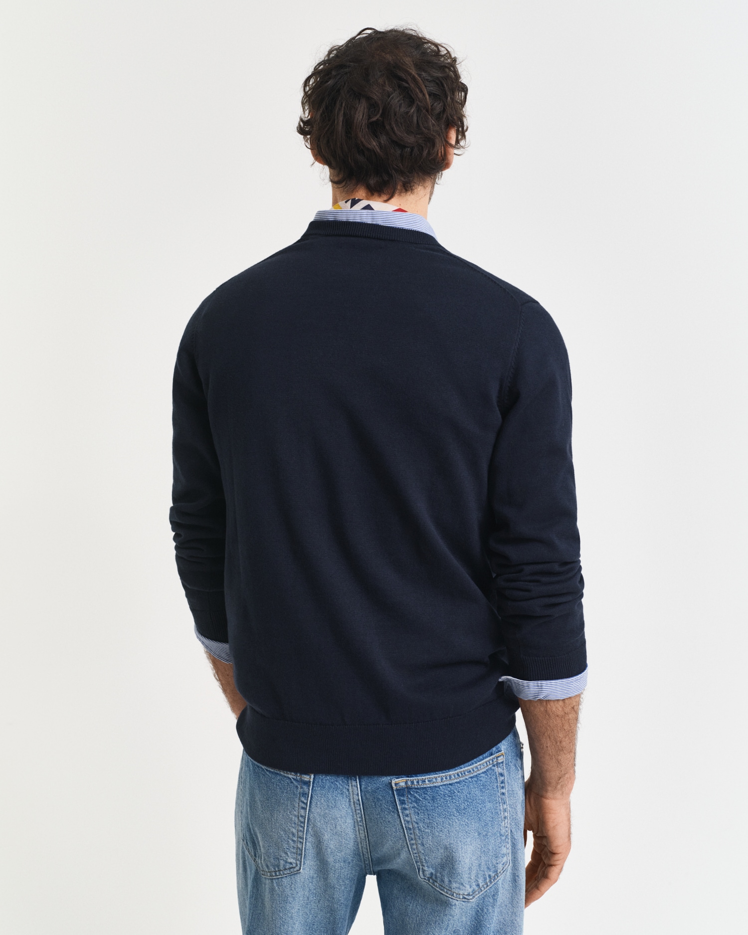 Gant V-Ausschnitt-Pullover »Classic Cotton V-Neck«, Premium Strickjersey aus weicher 100% Baumwolle, Übergangspullover