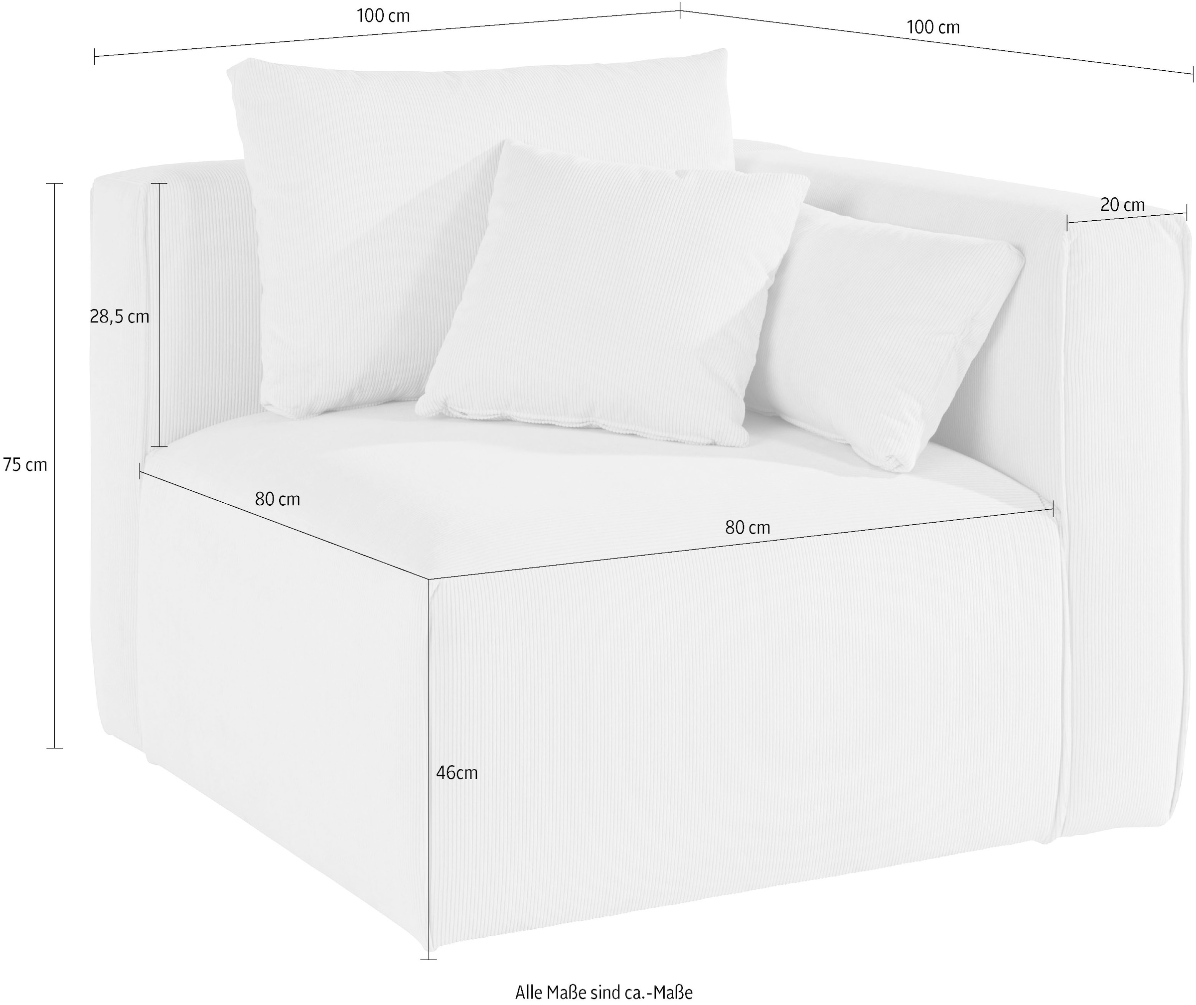 Home affaire Sofa-Eckelement »Comfine«, Modul-Ecke zur indiviuellen Zusammenstellung, in 3 Bezugsvarianten