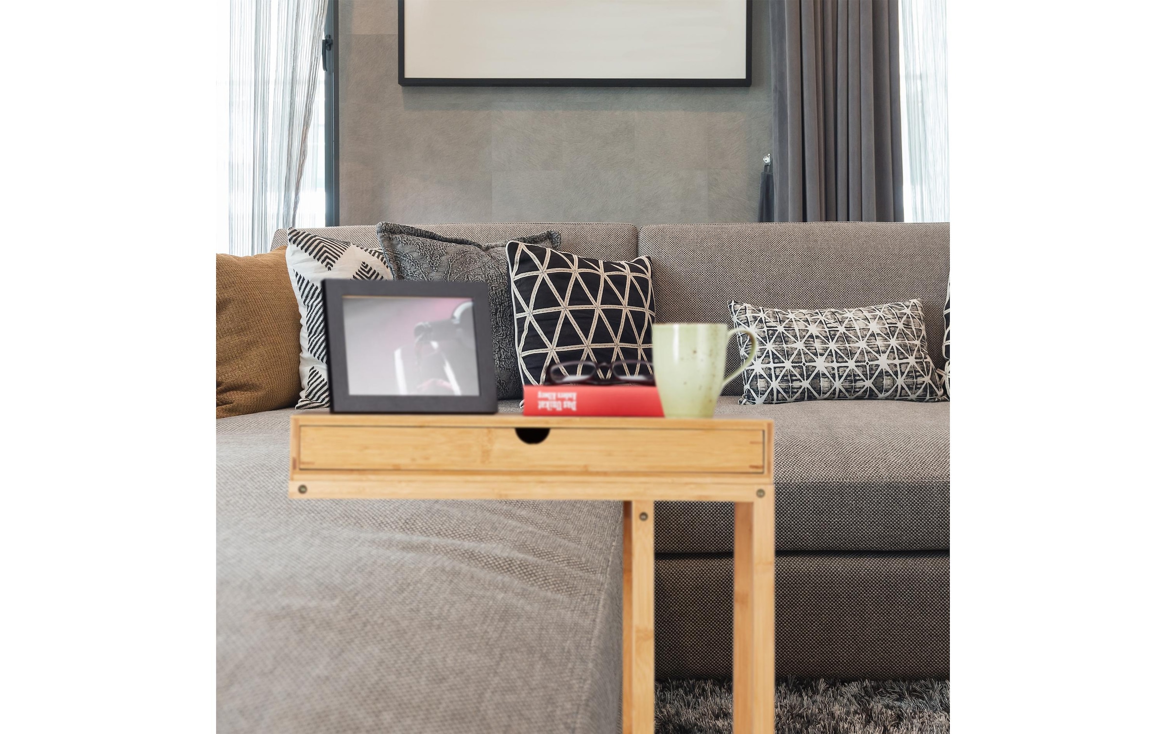 relaxdays Beistelltisch »mit Schubfach 55 cm x 68 cm«