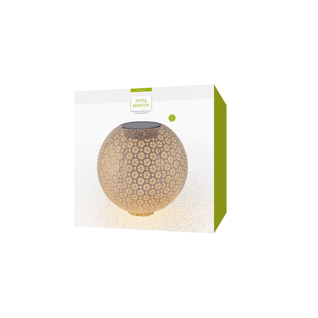 STT LED Gartenleuchte »Ball Solar Antic 30 cm Platin«