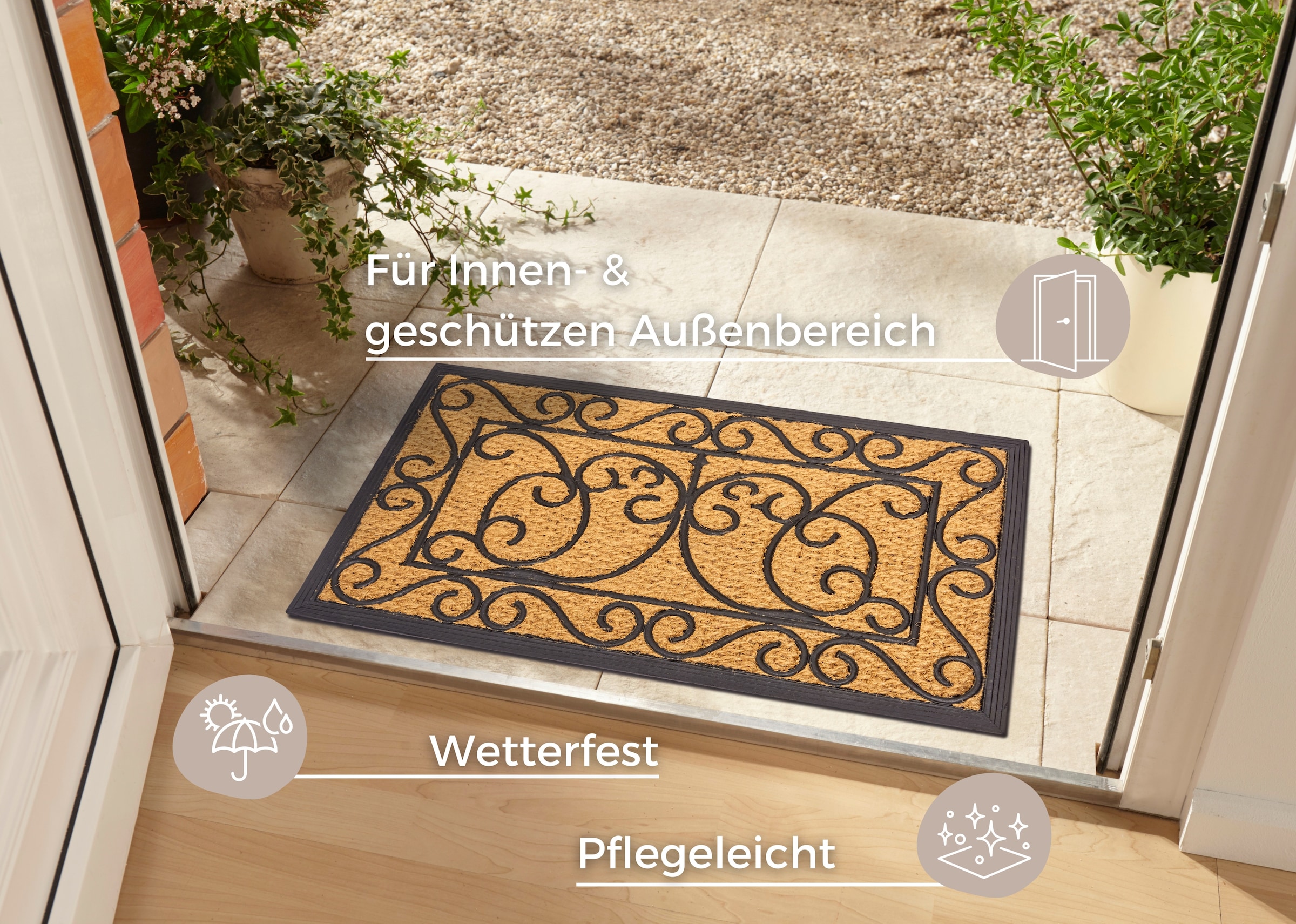 HANSE Home Fussmatte »Rechteckig, Türmatte«, rechteckig, 8 mm Höhe, Kokos, Gummi, Schmutzfangmatte, Outdoor, Rutschfest, Innen, Kokosmatte