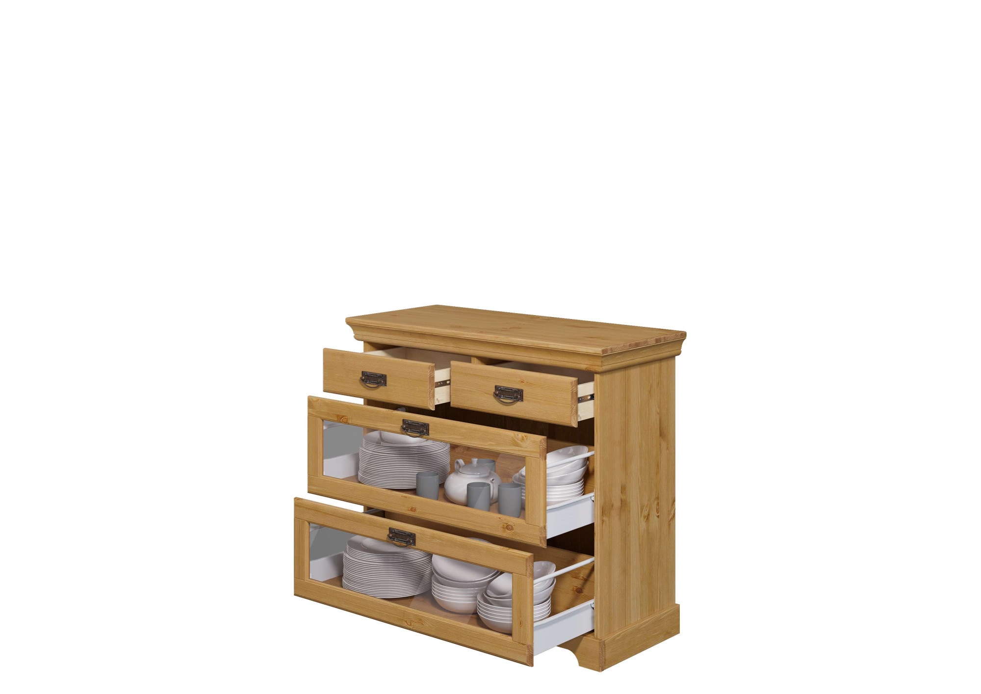 Home affaire Buffet »Rügen«, zertifiziertes Massivholz, Höhe 168 cm, im Landhausstil