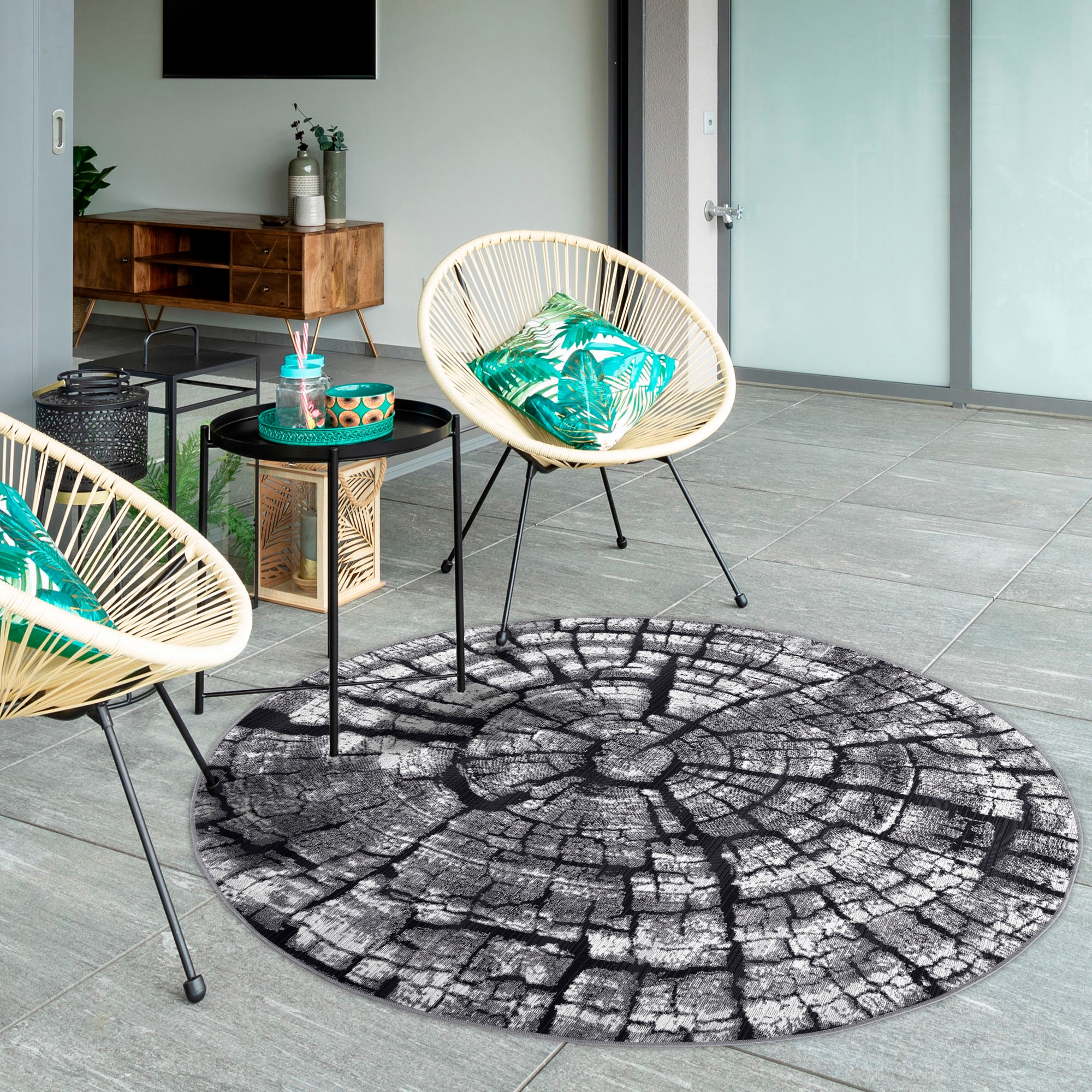 Gino Falcone Teppich »Aurora GF-095«, rund, 5 mm Höhe, Holz Optik, ideal im Wohnzimmer & Schlafzimmer