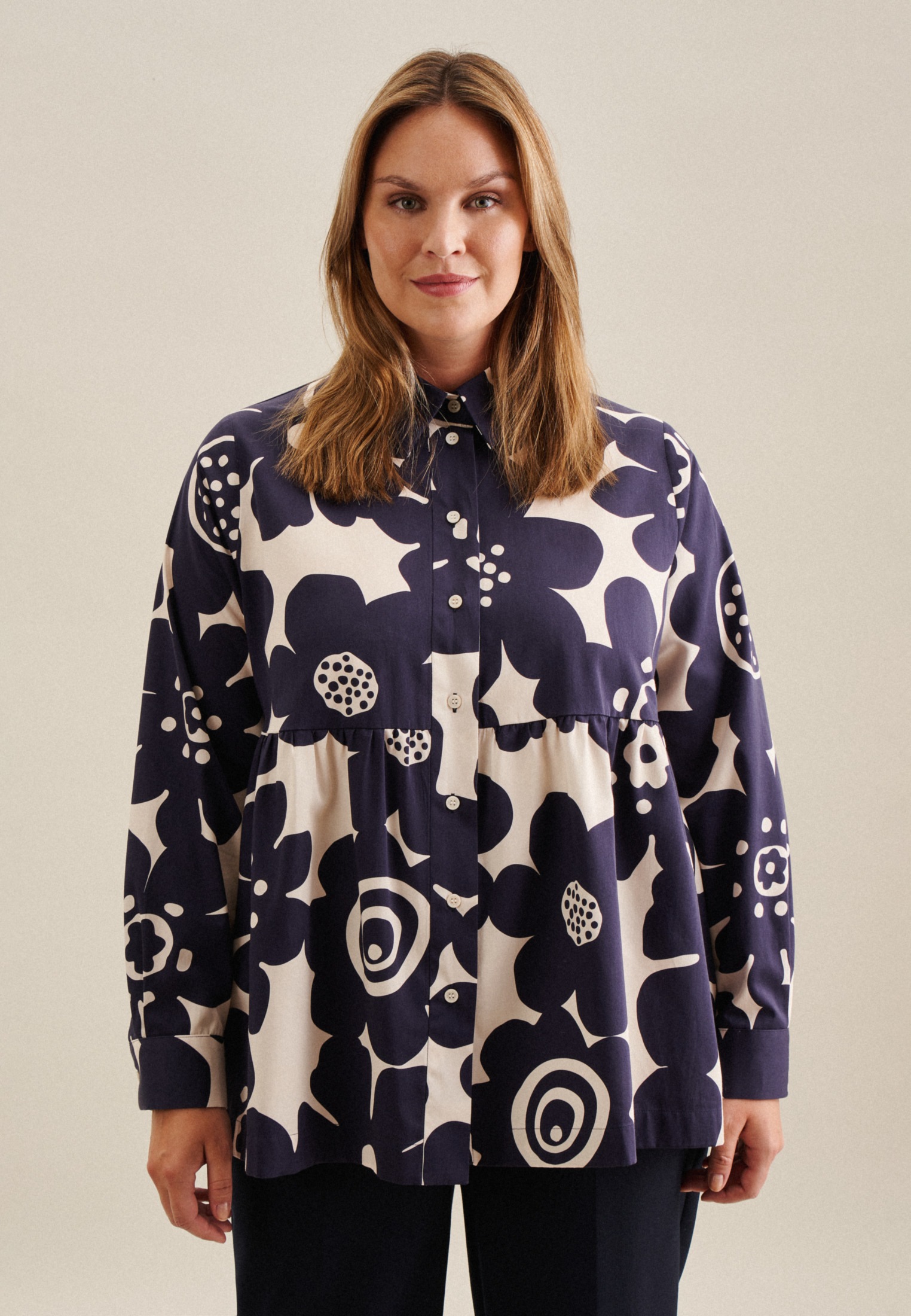 seidensticker Hemdbluse »Schwarze Rose« Langarm Kragen Floral