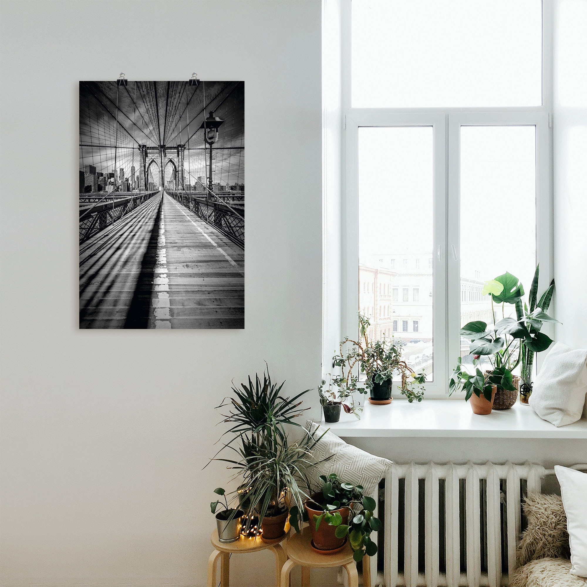 Artland Wandbild »Brooklyn Bridge, Jelmoli-Versand (1 online Poster City Alubild, Wandaufkleber York, St.), als | Monochrom«, New in shoppen Leinwandbild, York versch. oder Grössen New