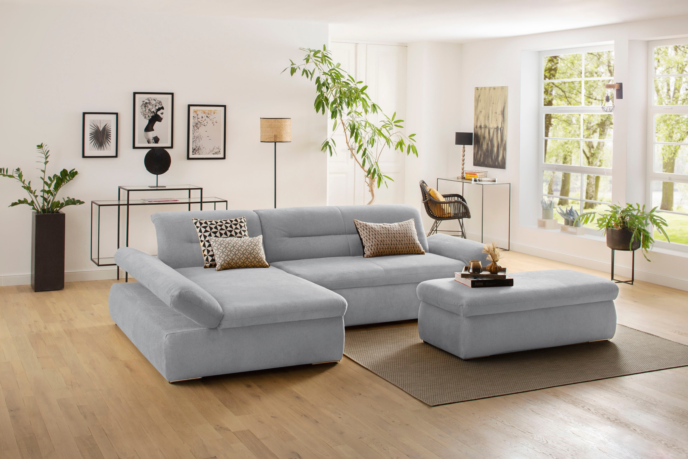 Home affaire Ecksofa "Avesa L-Form" Wahlweise mit Armteilvertsellung und Bettfunktion, B/T/H: 300/172/80cm