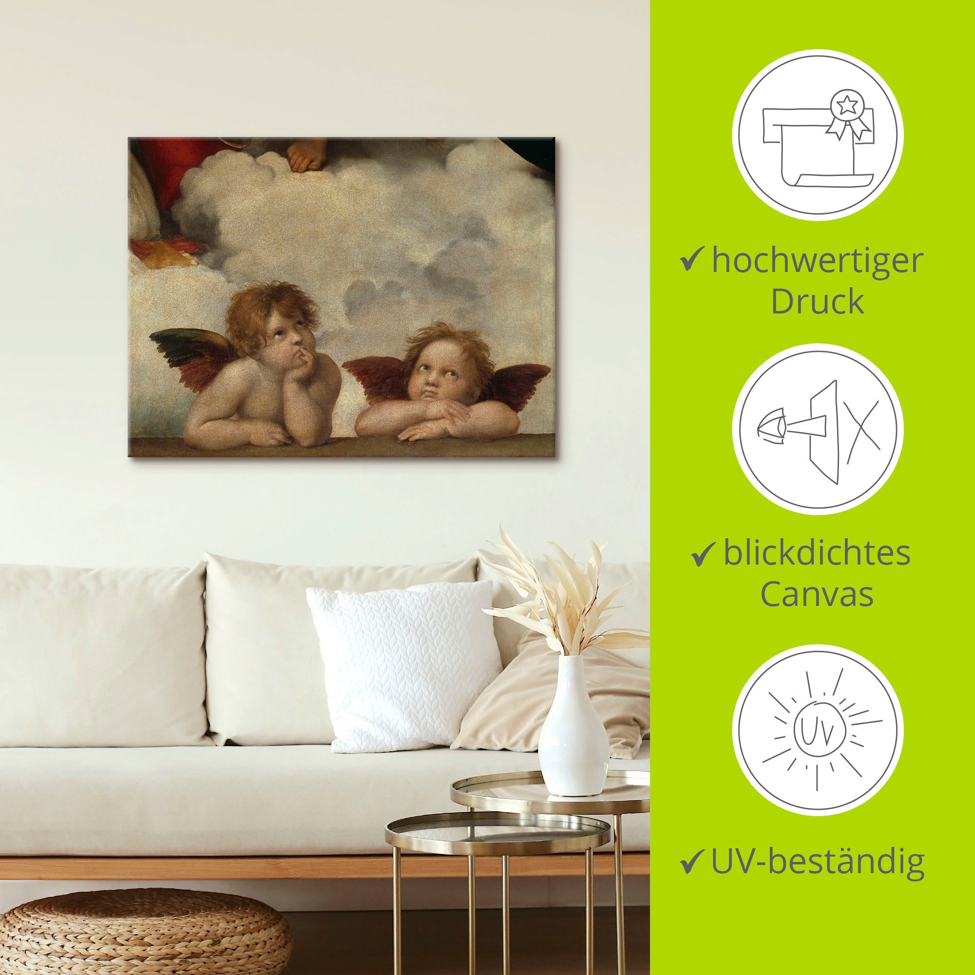 Artland Wandbild »Detail aus Die Sixtinische Madonna.«, Religion, (1 St.), als Leinwandbild, Poster, Wandaufkleber in verschied. Grössen
