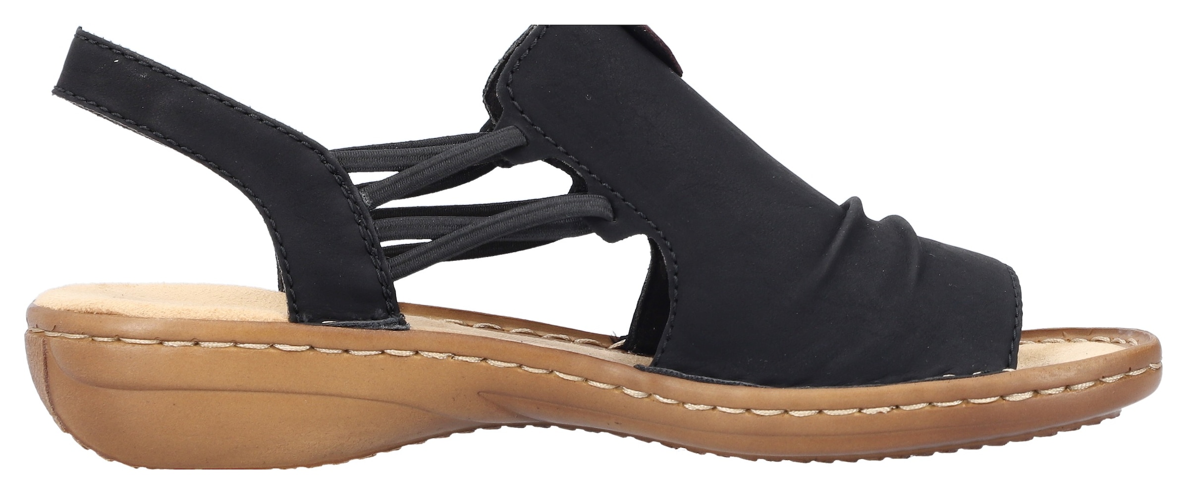 Rieker Sandale, Sommerschuh, Sandalette, Keilabsatz, mit Gummizug für perfekten Sitz