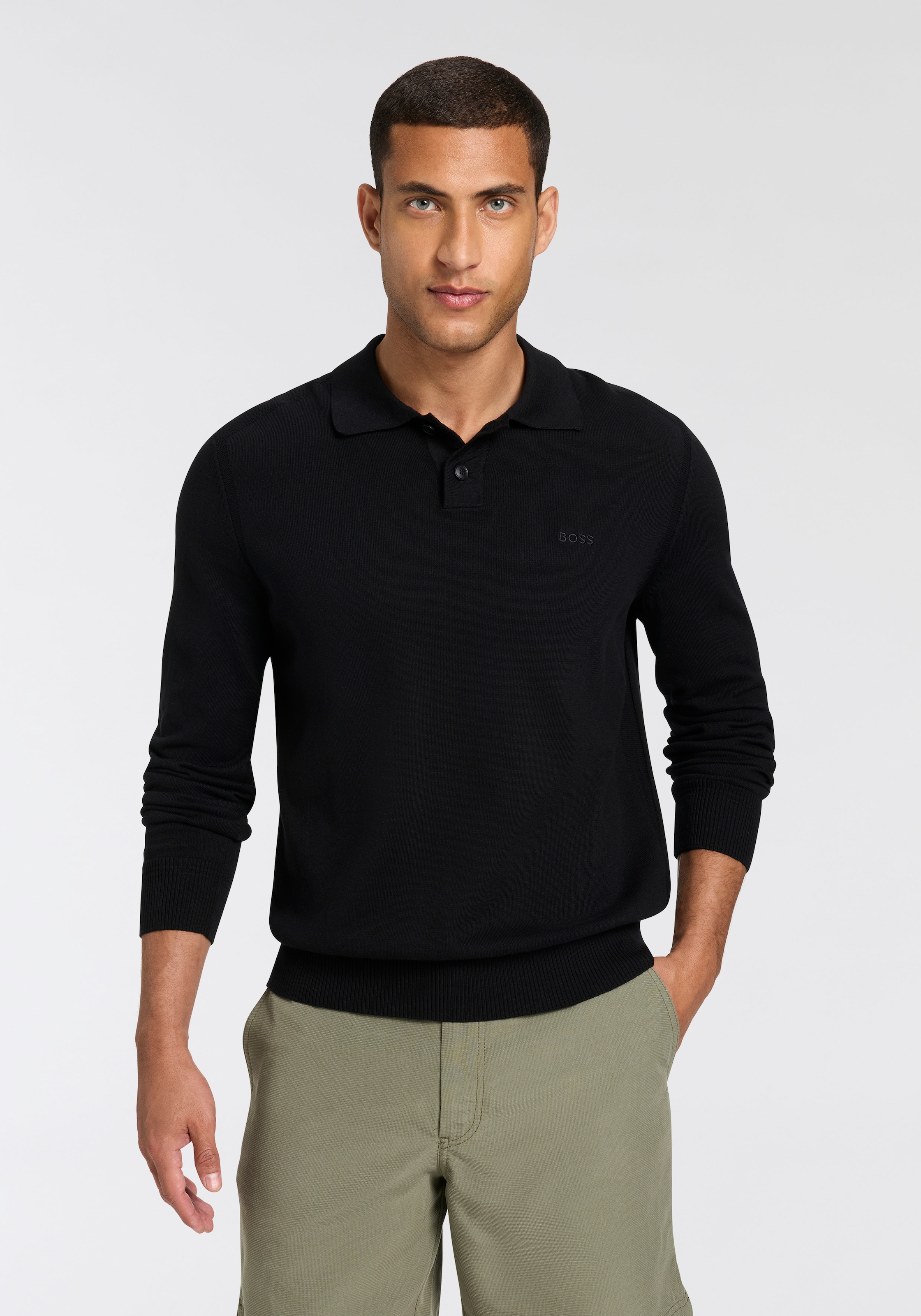 BOSS ORANGE Polokragenpullover »Asac« mit Logo-Stickerei