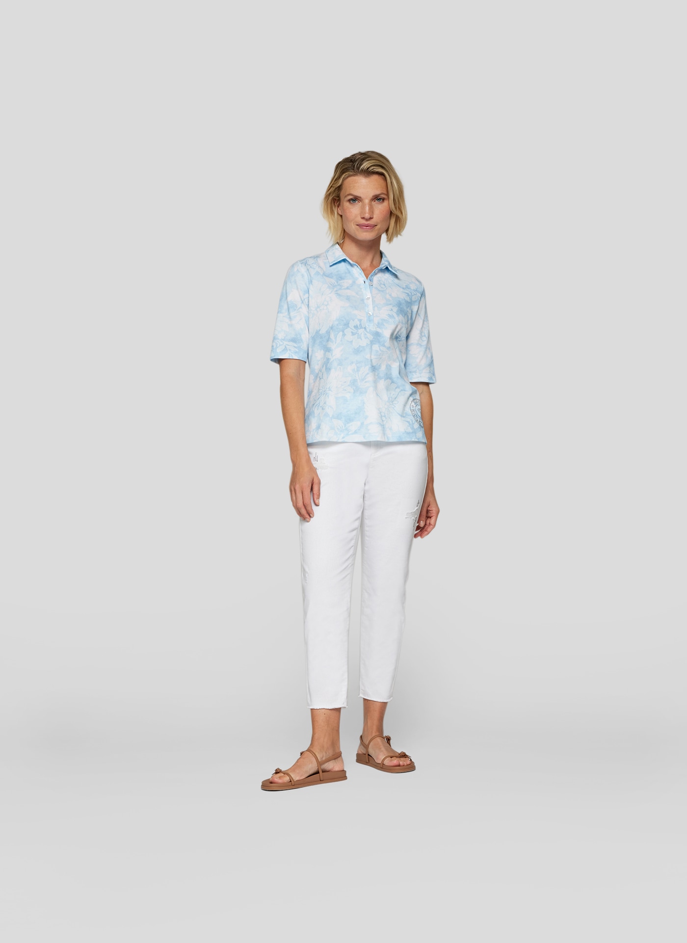 Rabe Poloshirt, mit floralem Muster