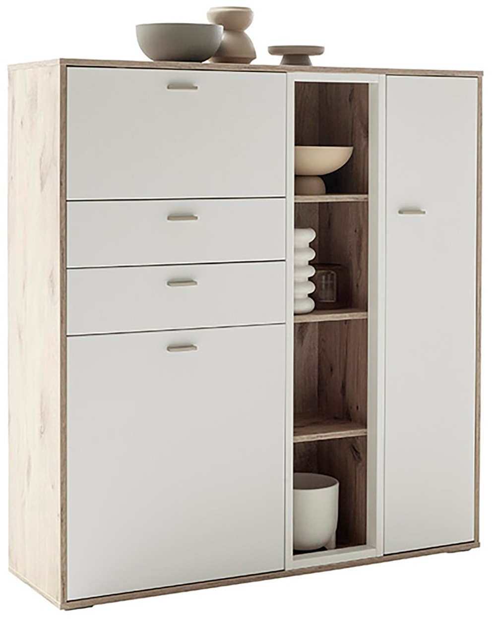 MCA furniture Highboard »SANTERNO«, mit 2 Türen, 2 Schubkästen,gedämpft, 1 Klappe, 4 Fächer, Breite 124 cm