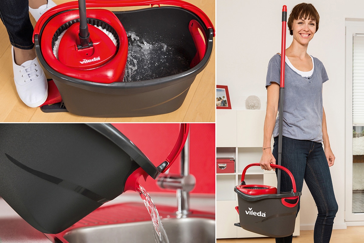 Vileda Bodenwischer-Set »Turbo Easy Wring & Clean«, ideal für Laminat, Parkett, Fliesen