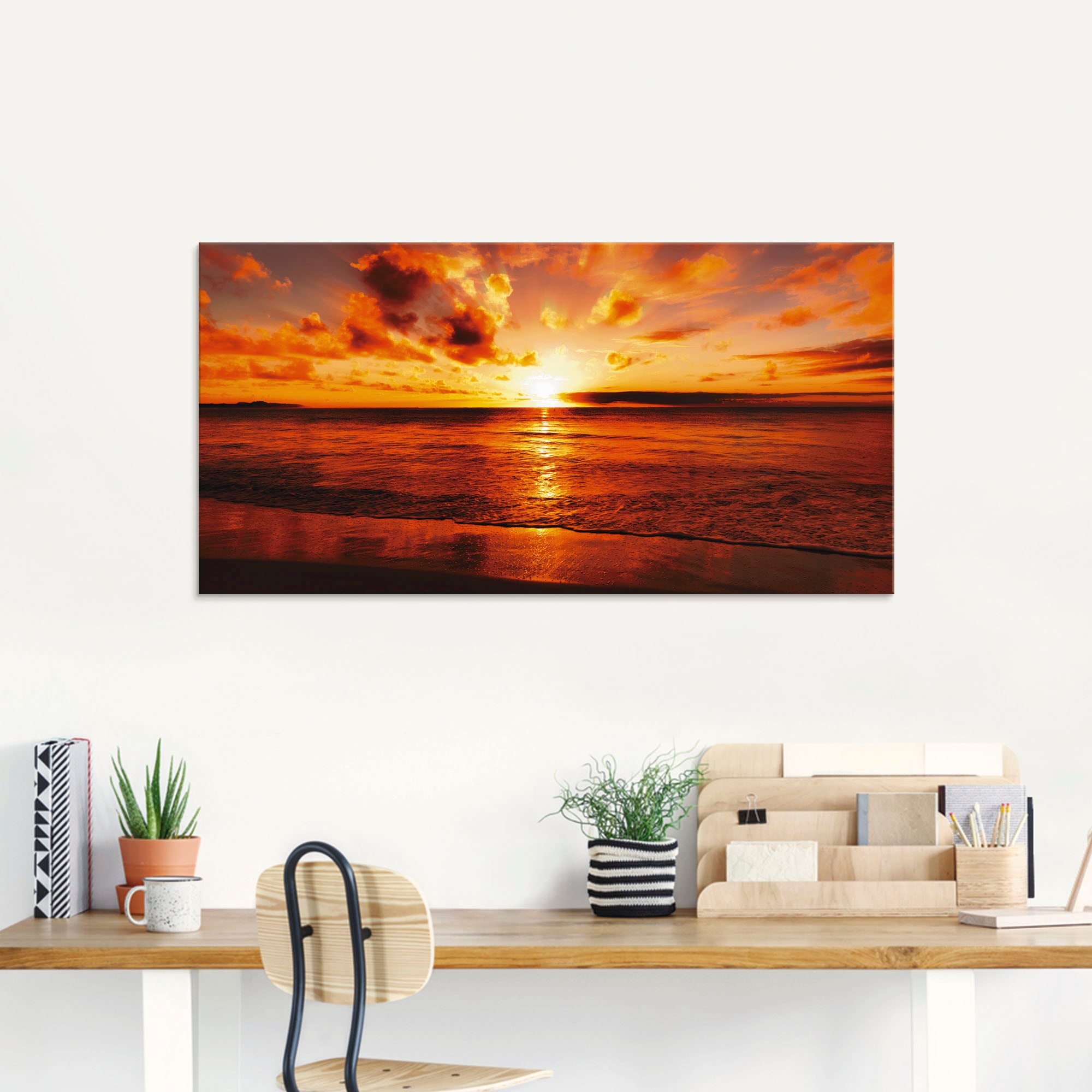 Artland Glasbild »Schöner Sonnenuntergang Strand«, Gewässer, (1 St.), in verschiedenen Grössen