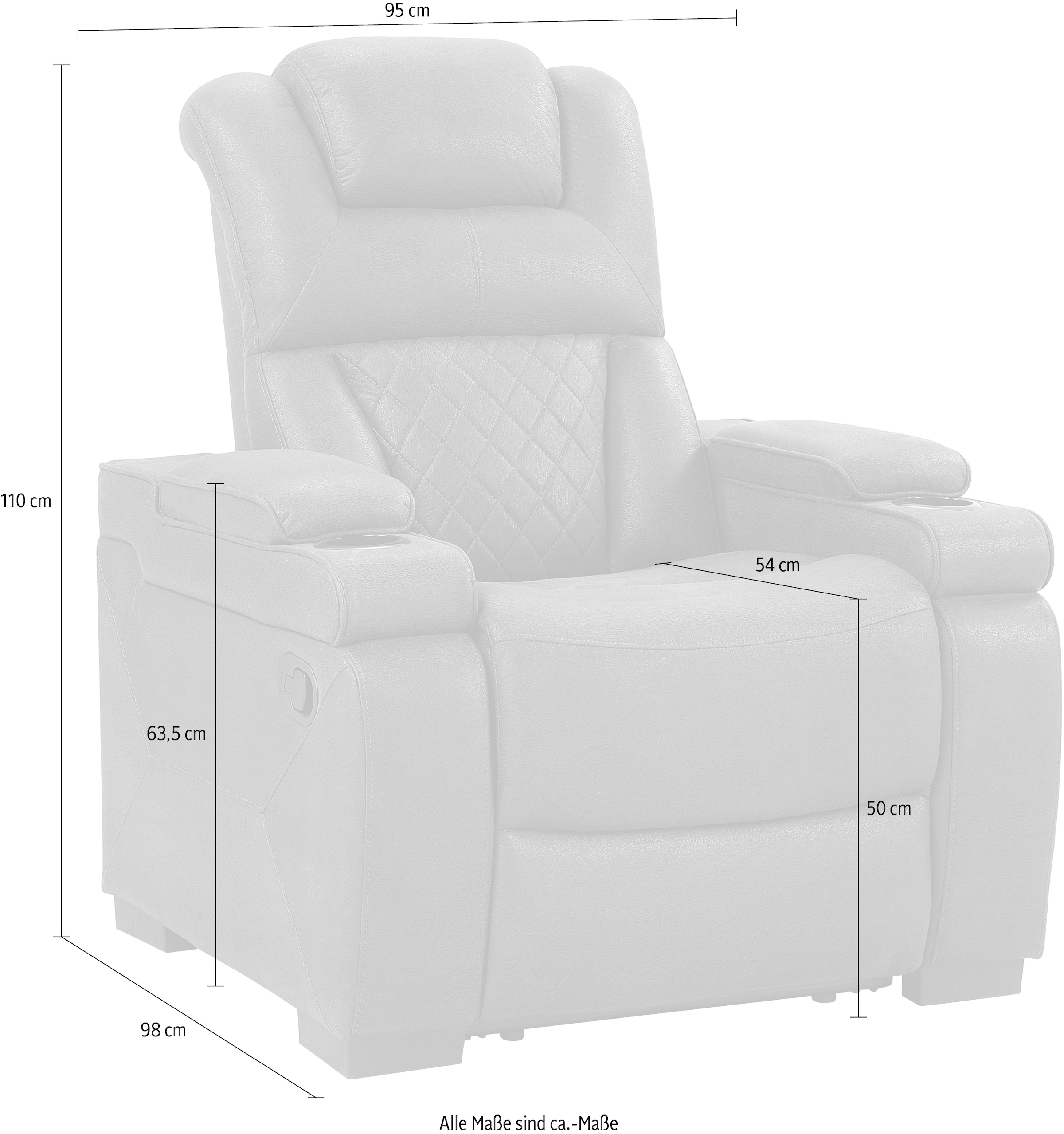ATLANTIC home collection Relaxsessel »Faris«, Relaxfunktion, Getränkehalter und Staufach in Armlehnen