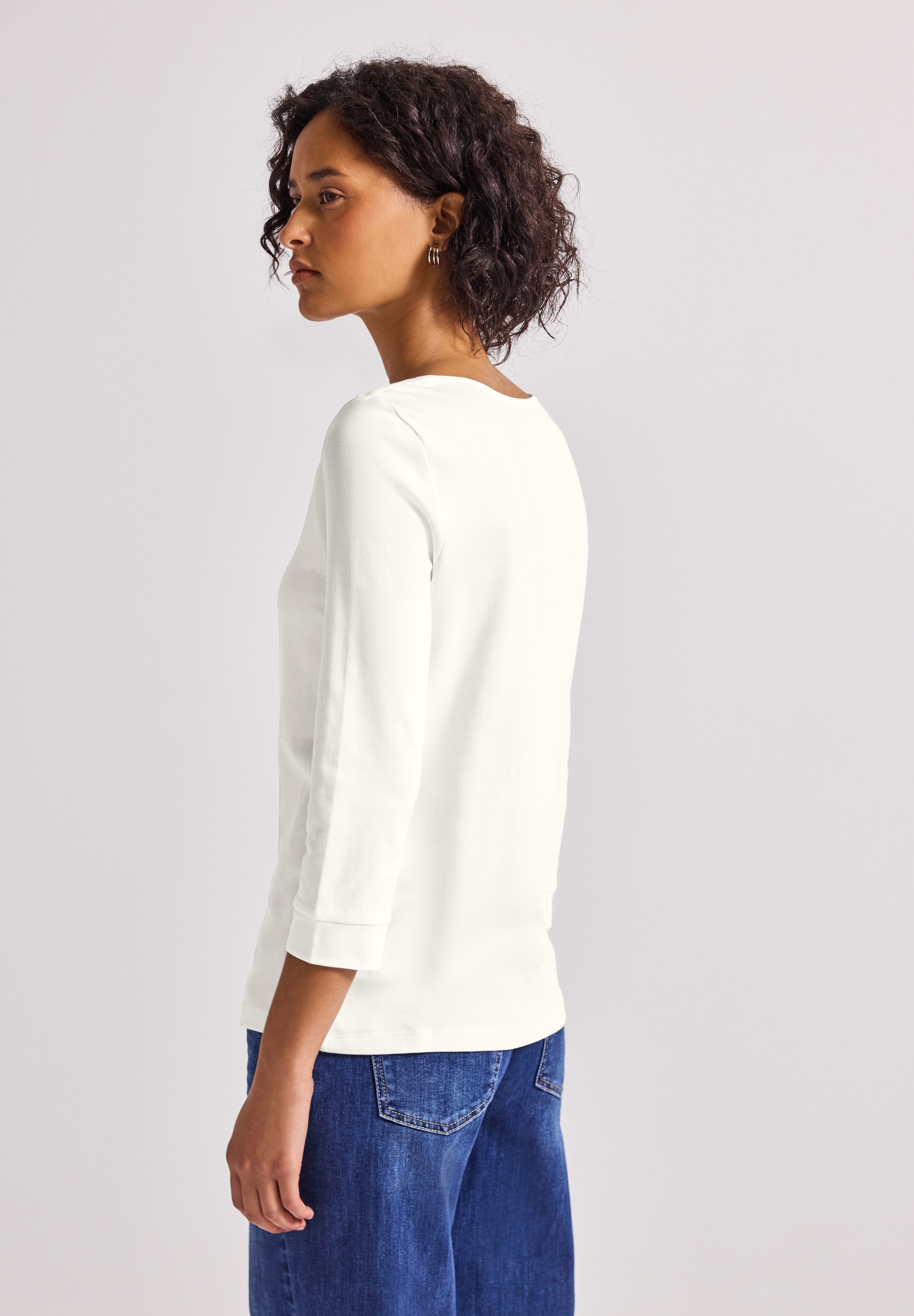 STREET ONE 3/4-Arm-Shirt, U-Boot-Ausschnitt und 3/4-Ärmel mit Bündchen