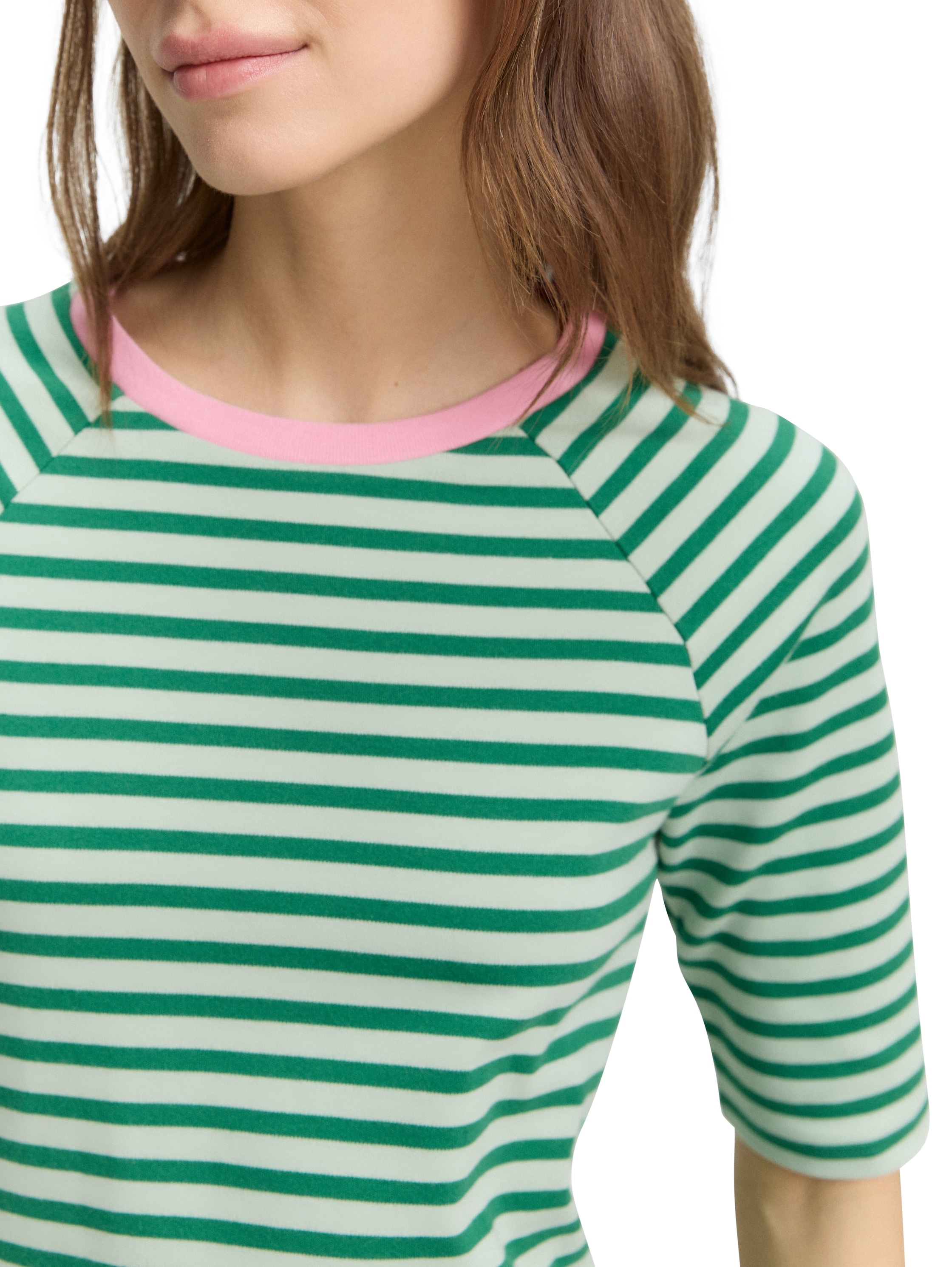 TOM TAILOR Denim Rundhalsshirt, mit Streifen-Muster