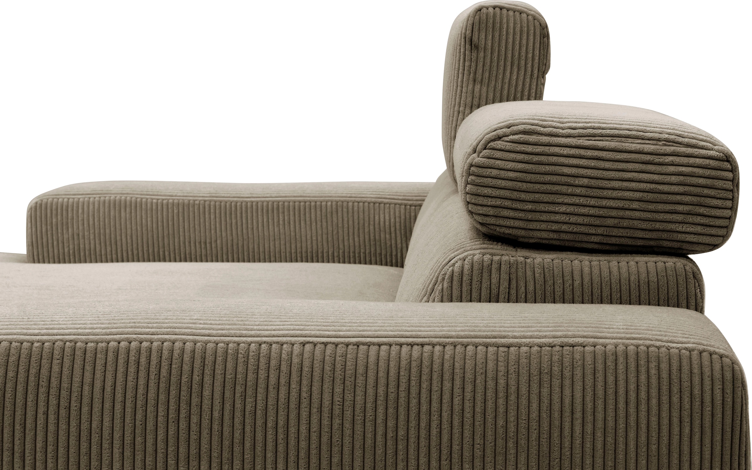 DOMO collection Ecksofa »Brandon B/T: 214/100 cm, belastbar bis 140kg/ Sitz, L-Form«, Cord, schlamm