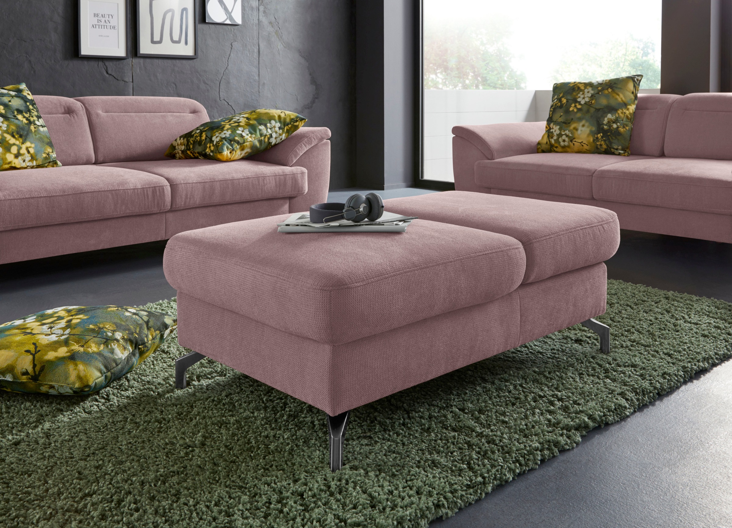sit&more Hocker »Percy«, Fusshöhe 15cm, mit Klappfunktion, wahlweise in 2 Fussfarben