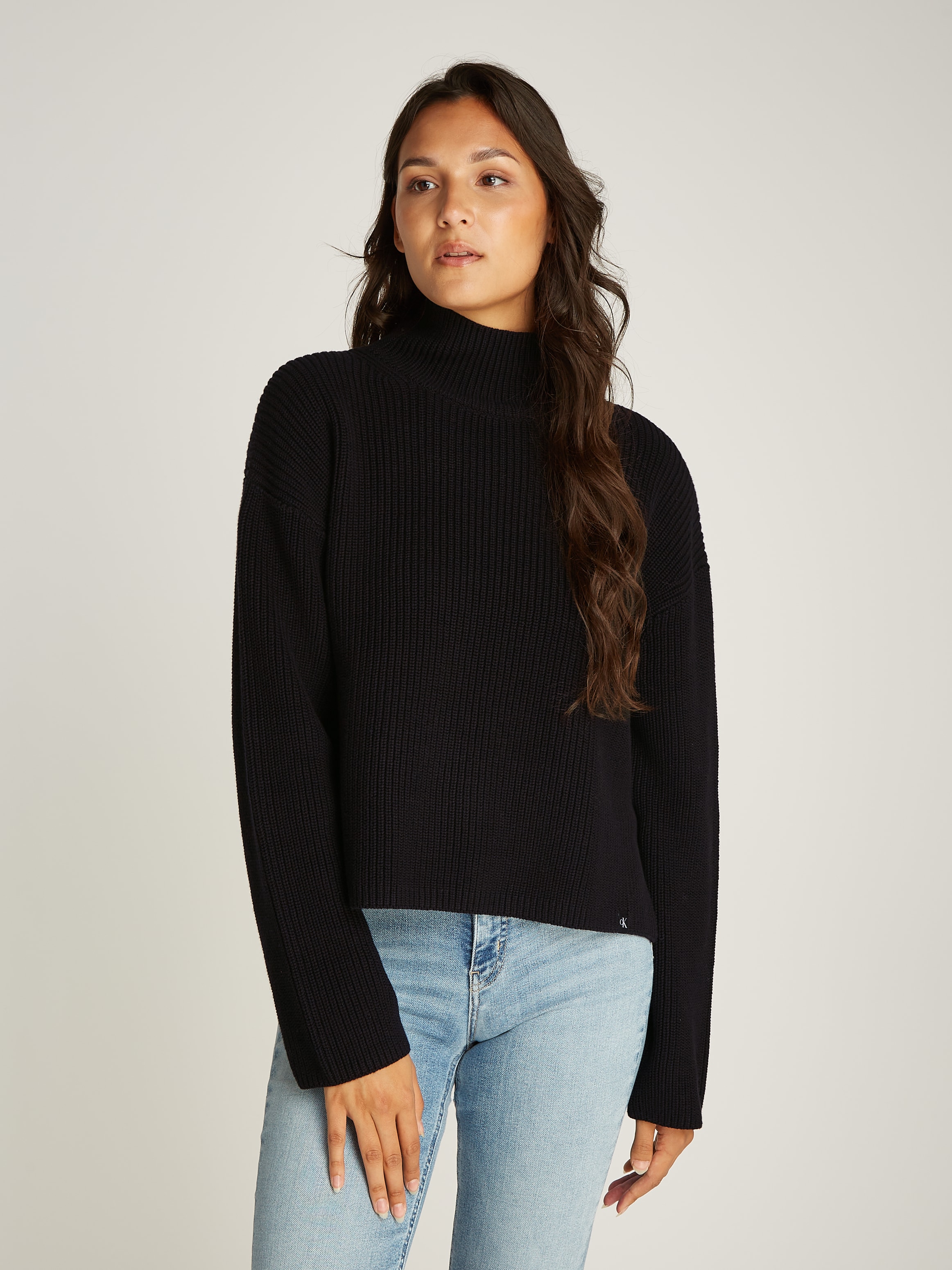 Rollkragenpullover »CHUNKY LOOSE HIGH NECK SWEATER«, mit Logopatch