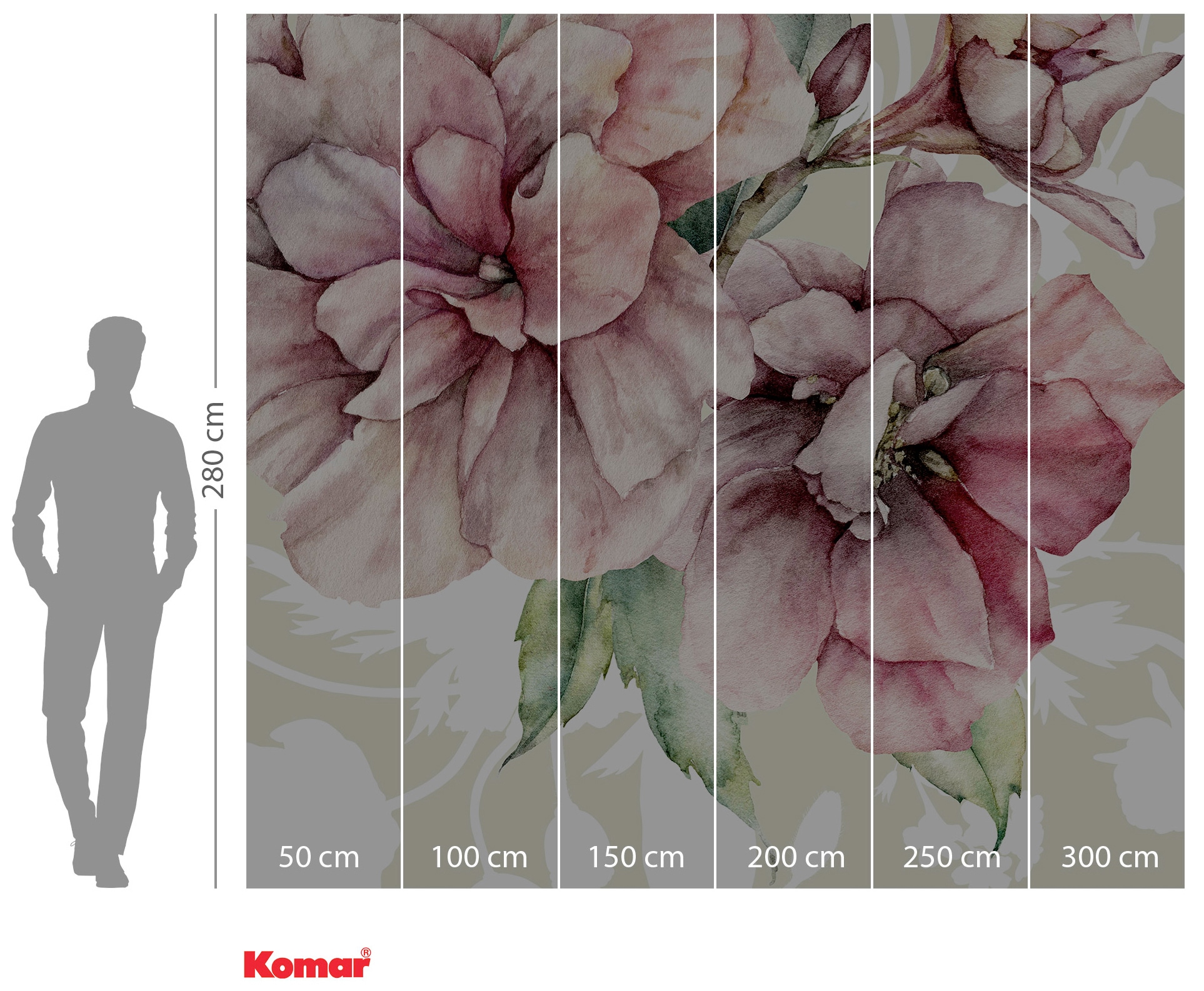 Komar Vliestapete »Digitaldruck Vlies - La Flor - Grösse 300 x 280 cm«, bedruckt, Wohnzimmer, Schlafzimmer