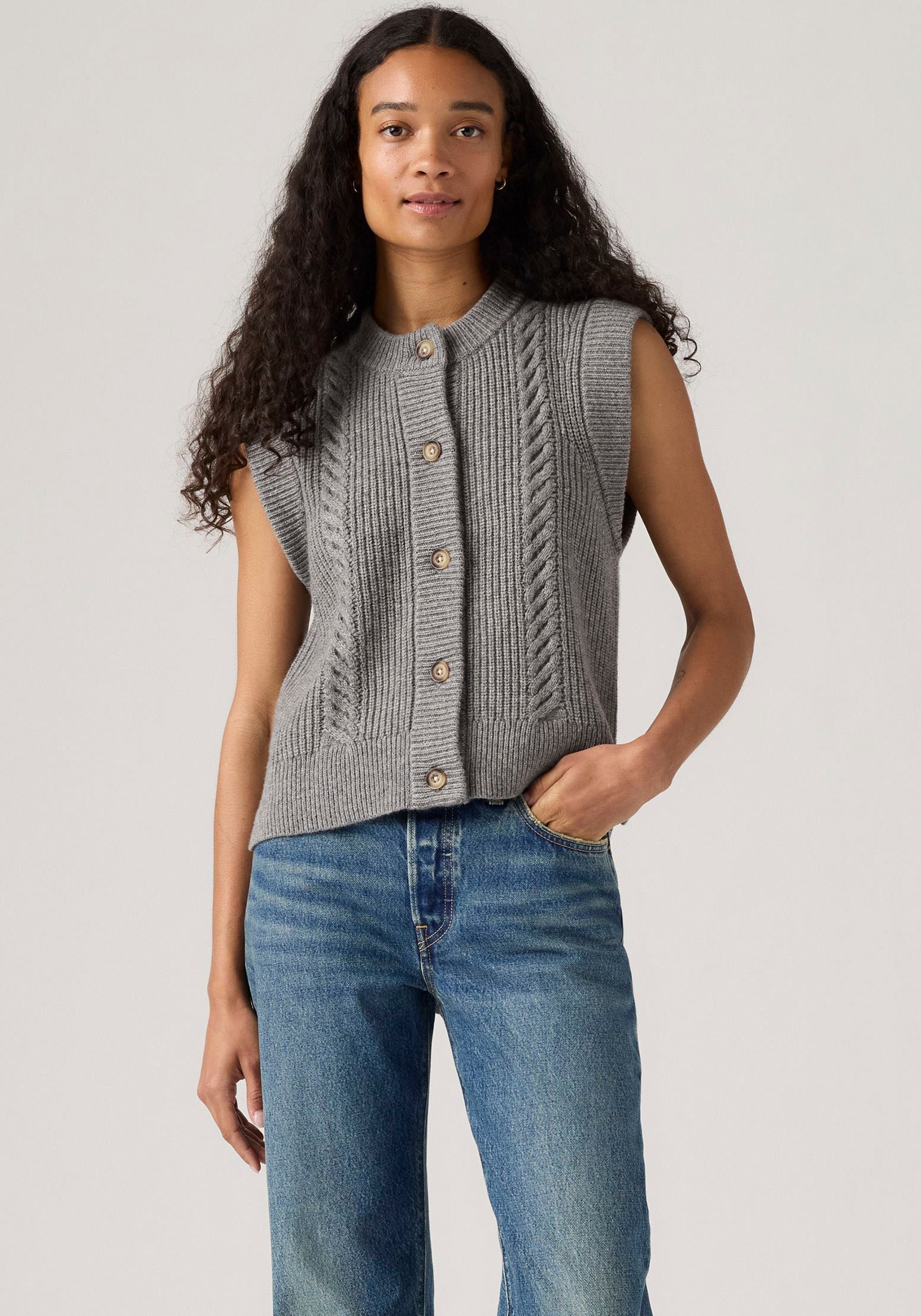 Levi's® Strickweste »INES CABLE SWEATE« Materialmix mit Wollanteil