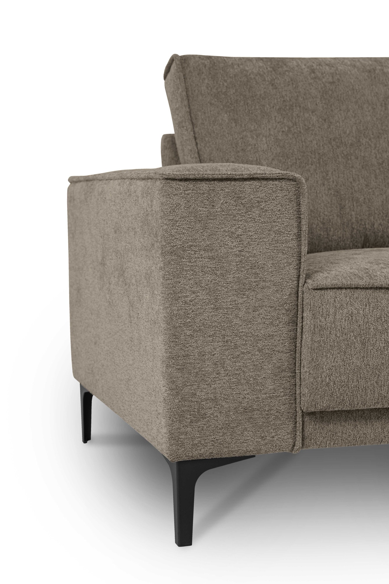 Places of Style 3-Sitzer »3er Sofa Oland, Struktur, Flachgewebe, Luxus-Microfaser, Boucle«, 224 cm, Wellenunterfederung, Skandi-Design, Metallfüsse