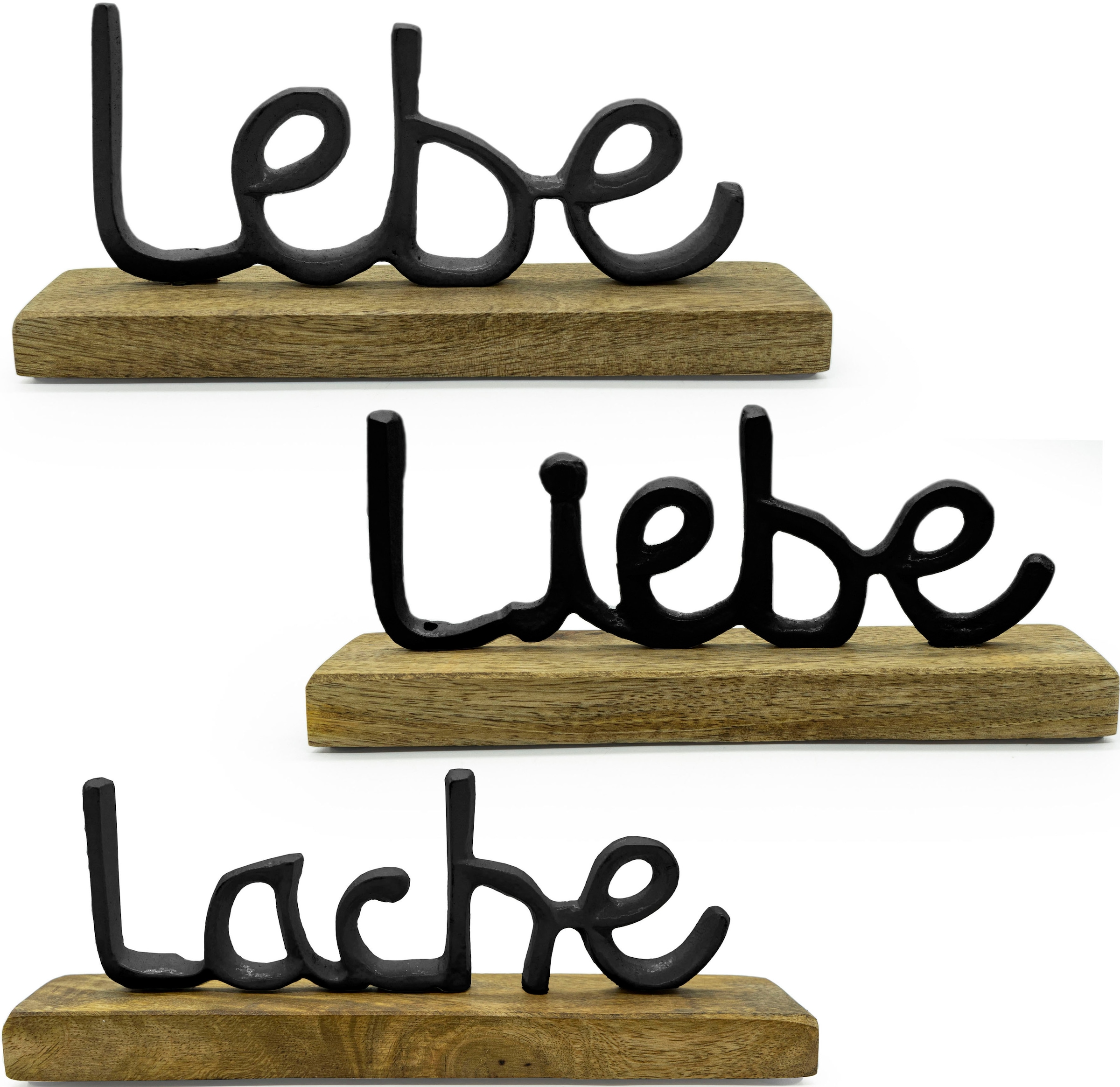NOOR LIVING Deko-Schriftzug »Lebe, Liebe, kaufen online | und Jelmoli-Versand Holz Aluminium Lache«, aus