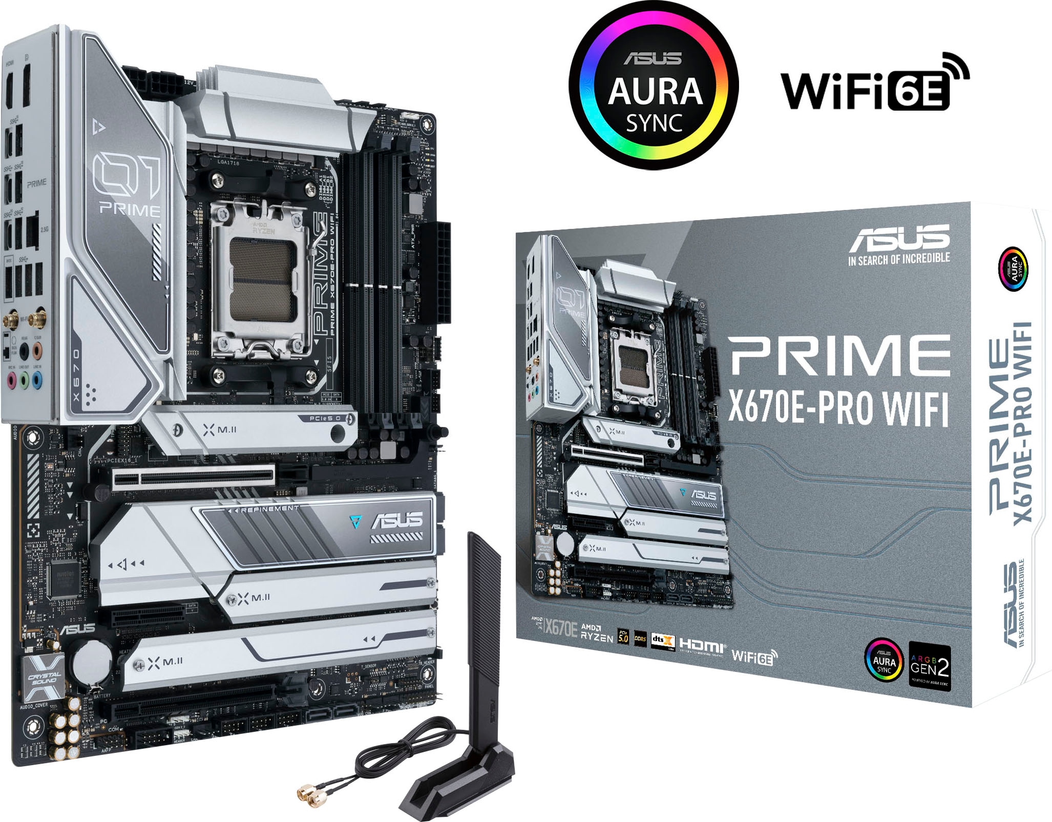 Asus Mainboard »PRIME X670E-PRO WIFI«, Ryzen 7000, ATX, PCIe 5.0, DDR5-Speicher, 4x M.2, USB 3.2 Gen