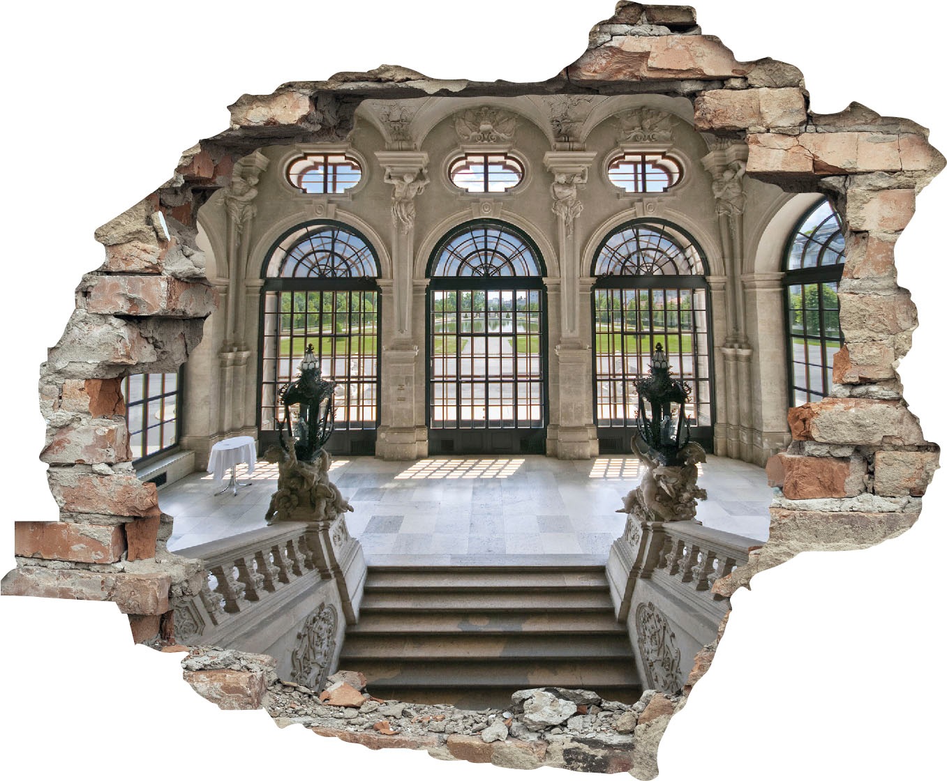 queence Wandtattoo "Treppe" Wandsticker, Wandbild, selbstklebend, 3D, Wanddurchbruch