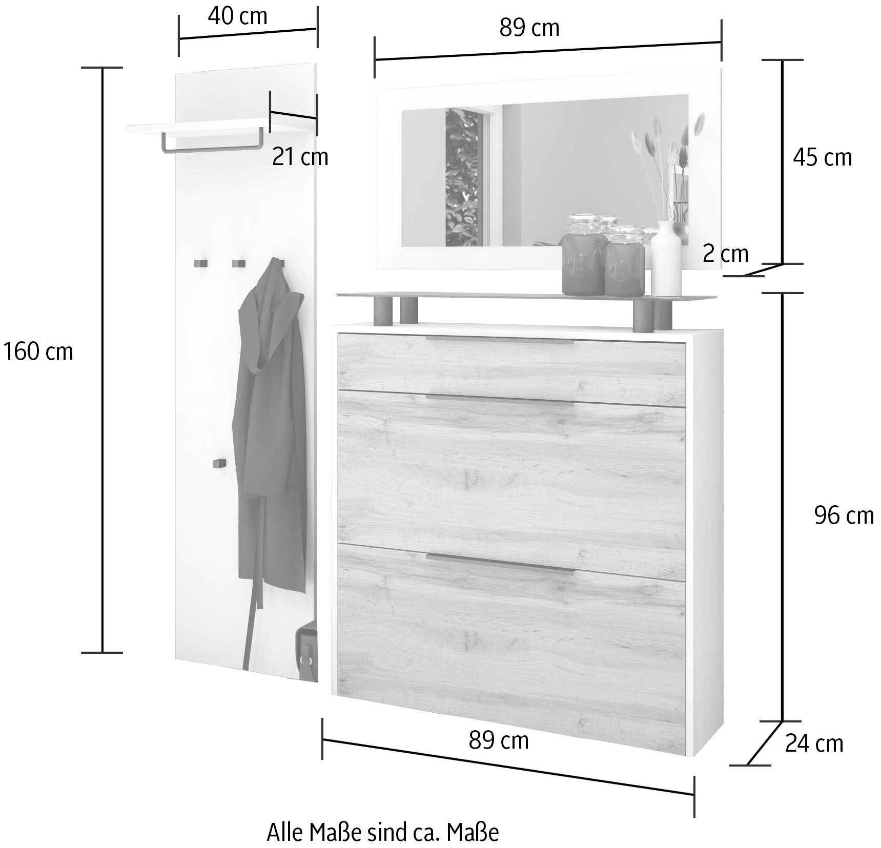 ❤ borchardt Möbel Garderoben-Set »Tom«, (3 St.), Schuhschrank hängend  bestellen im Jelmoli-Online Shop
