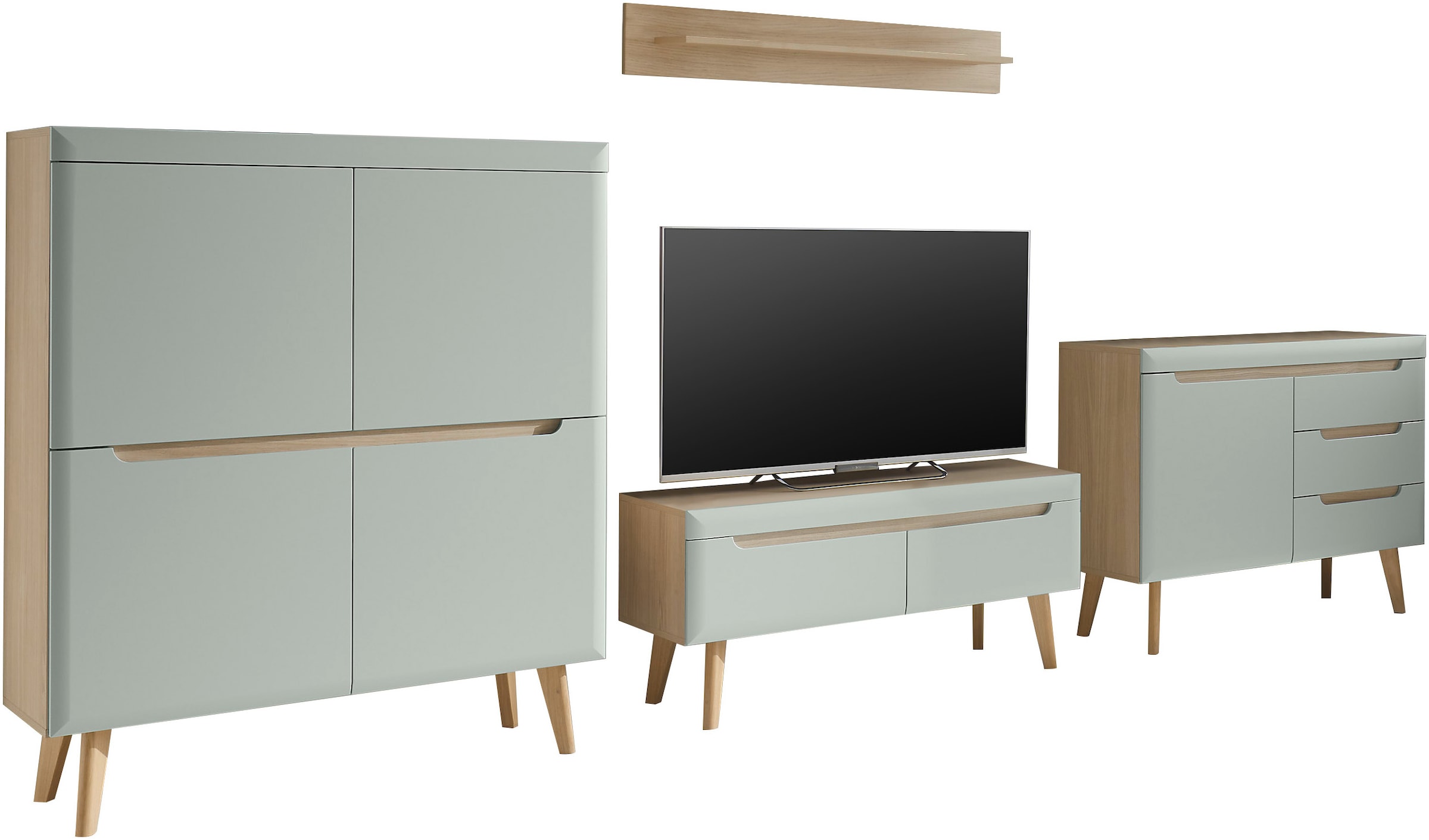 INOSIGN Wohnwand »Torge, Anbauwand, Schrankwand, Mediawand, Wohnzimmer-Set«, (4 St.), enthält Lowboard, Sideboard, Highboard + Wandboard, 361 cm breit