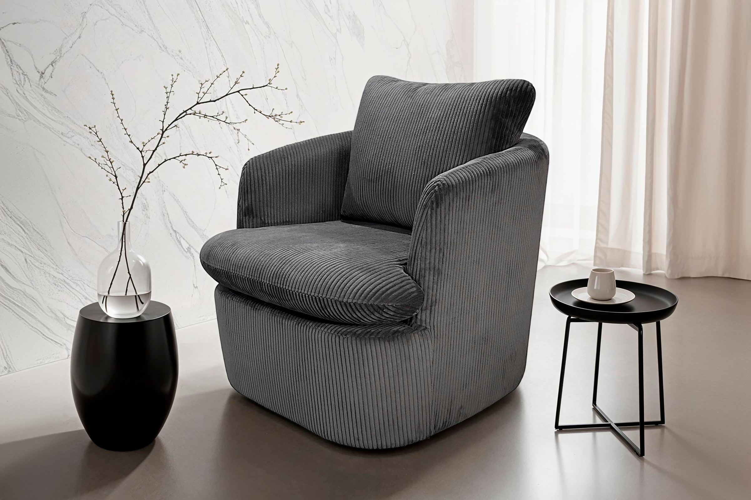 byLIVING Sessel HARMONY, Breite 72 cm, dunkelgrau
