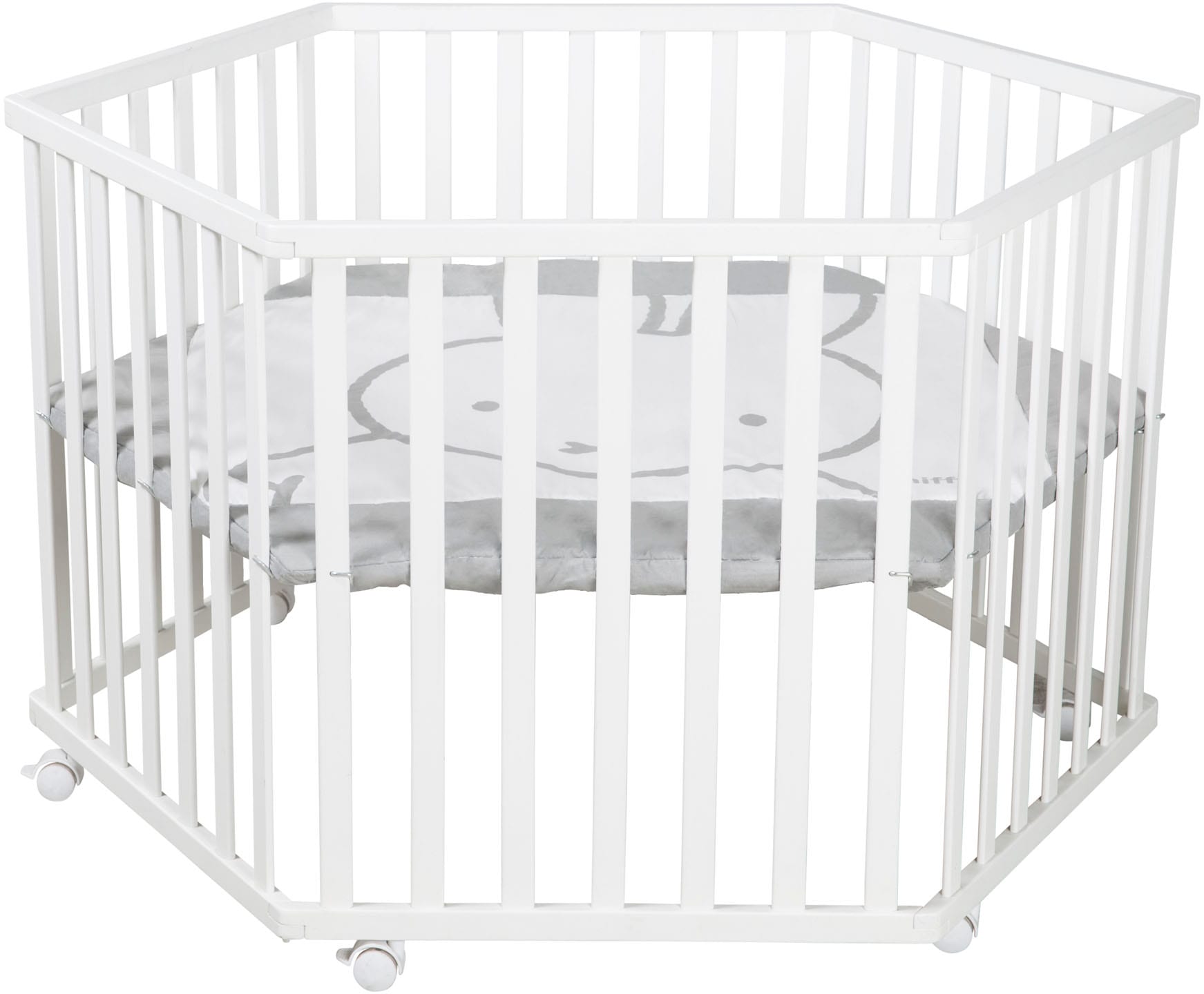 roba® Laufgitter »miffy®, weiss, 6-eckig«, bis 15 kg, mit Stoffeinlage