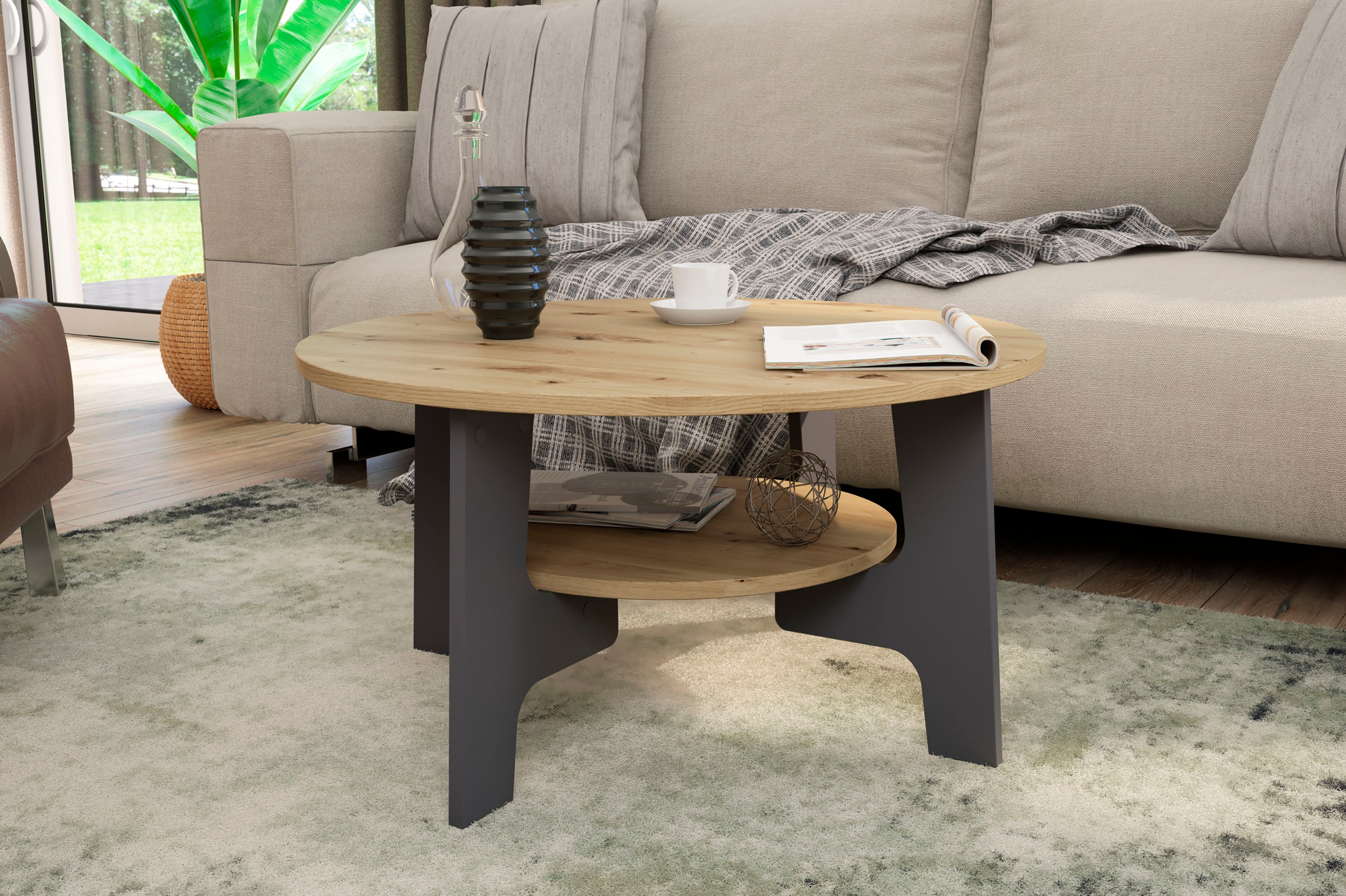 byLIVING Couchtisch "JONNY" Artisan Eiche, Old Wood oder weiß, Ablageboden