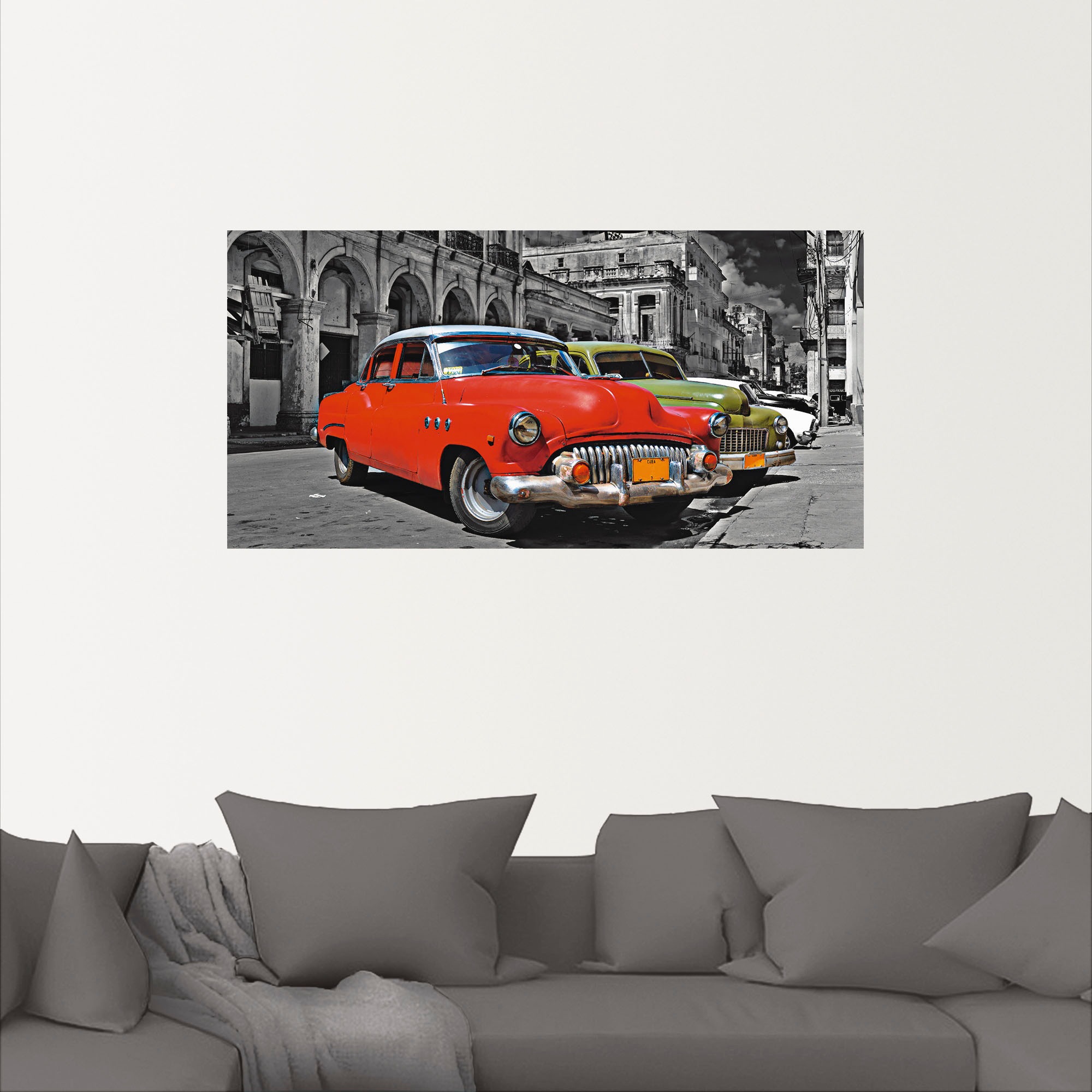 Artland Wandbild »Ansicht von bunten Havanna Autos«, Auto, (1 St.), als Alubild, Outdoorbild, Leinwandbild, Wandaufkleber, versch. Grössen