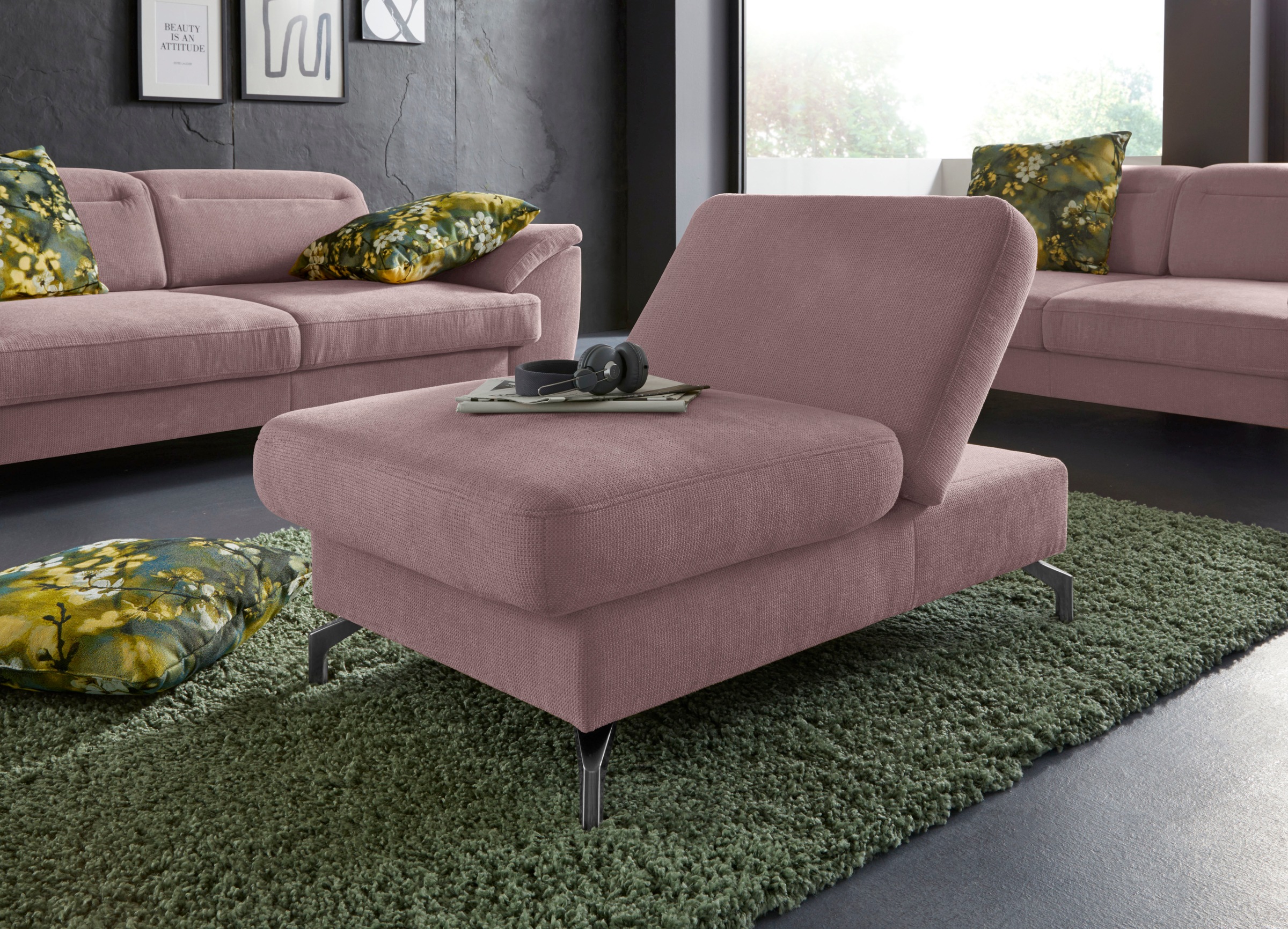 sit&more Hocker »Percy«, Fusshöhe 15cm, mit Klappfunktion, wahlweise in 2 Fussfarben