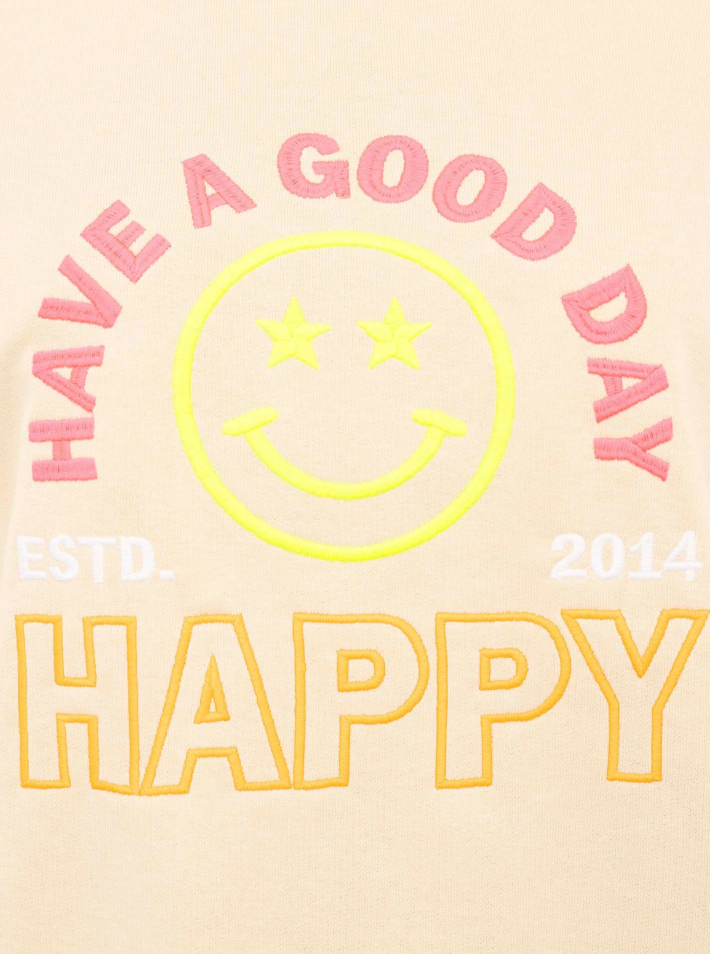 Zwillingsherz Langarmshirt »"Happy"«, 3/4-Arm, Rundhalsausschnitt, Stickerei